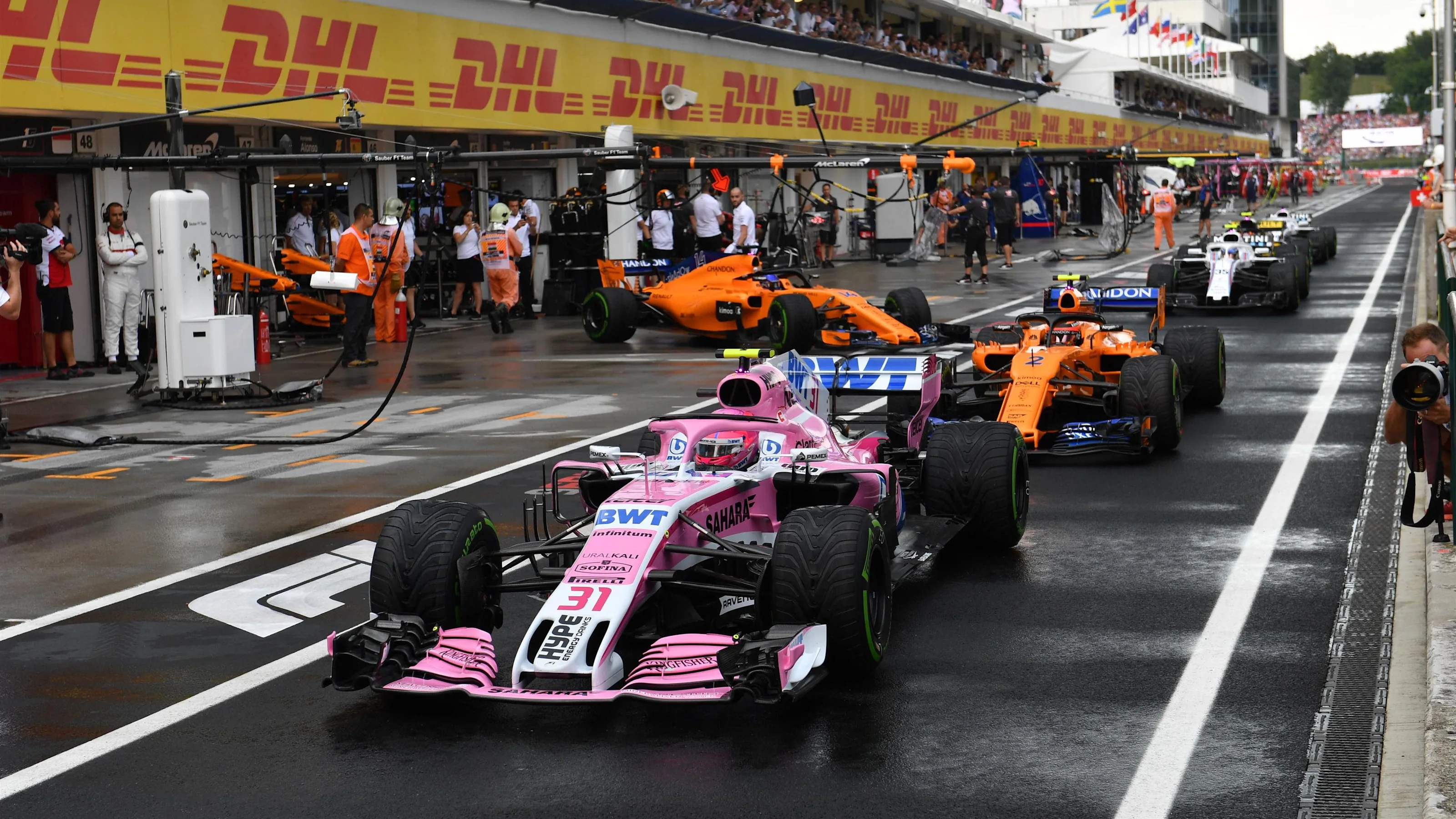 Esteban Ocon (FRA) Force India VJM11 at Formula One World Championship, Rd12, Hungarian Grand Prix,