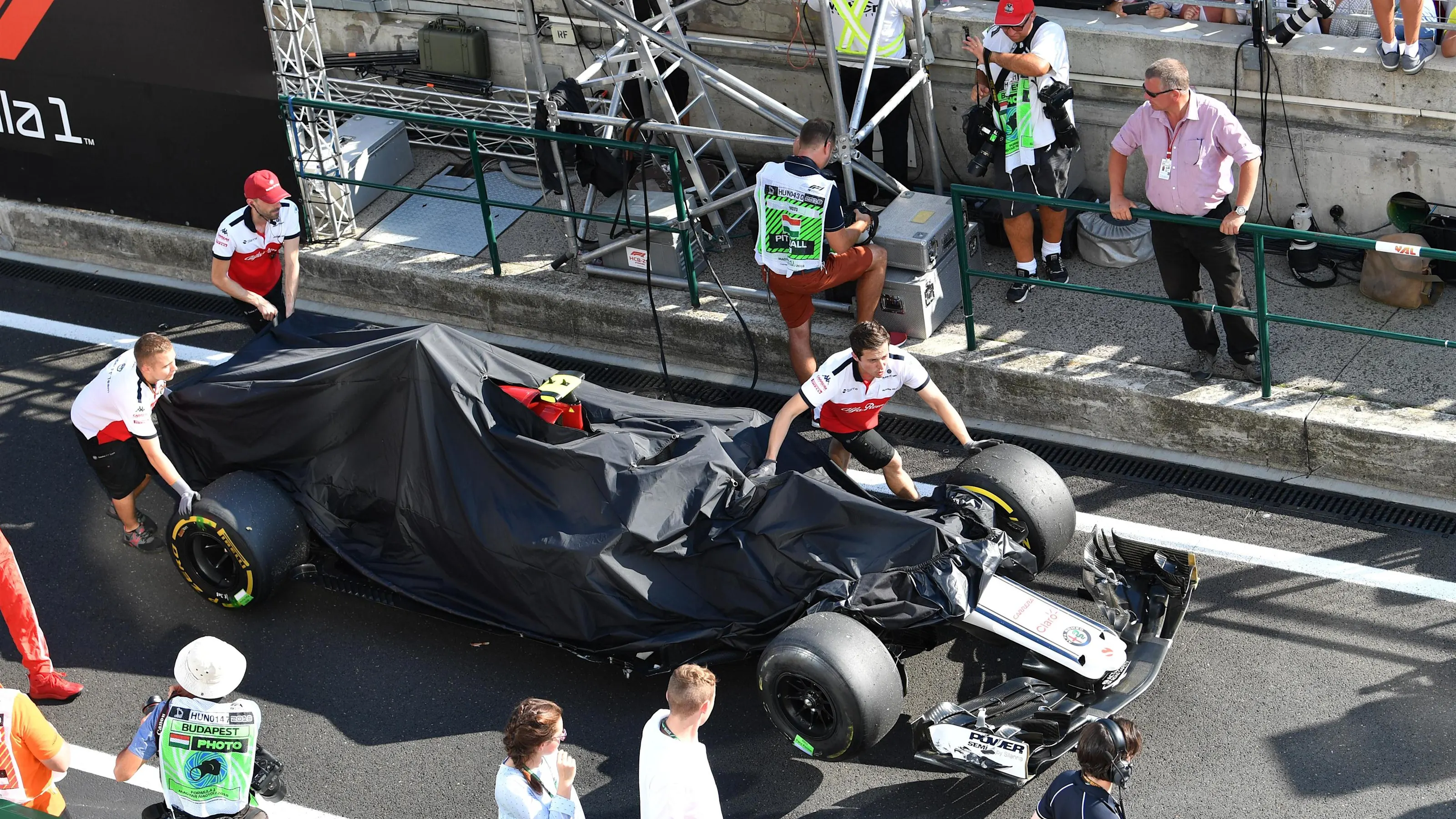 The car of Race retiree Charles Leclerc (MON) Alfa Romeo Sauber C37 at Formula One World