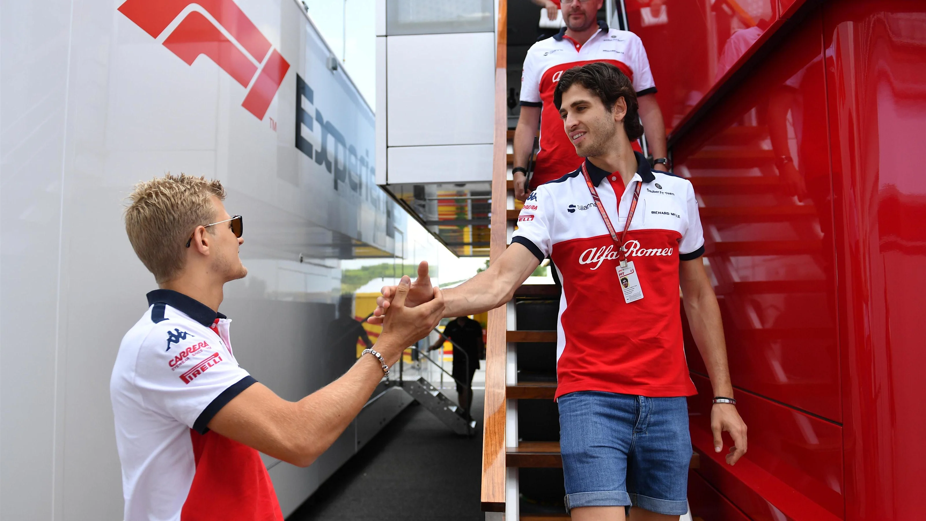 Marcus Ericsson (SWE) Alfa Romeo Sauber F1 Team and Antonio Giovinazzi (ITA) Alfa Romeo Sauber F1