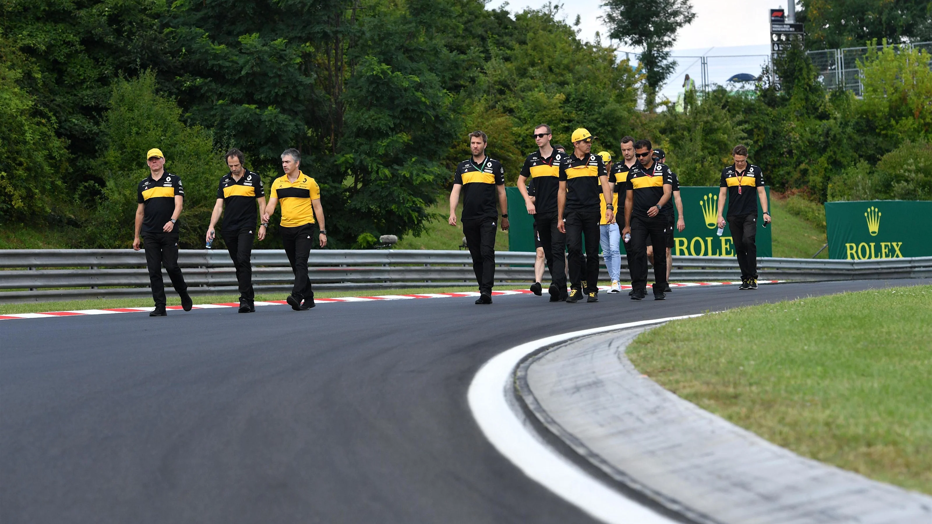 Renault Sport F1 Team walk the track at Formula One World Championship, Rd12, Hungarian Grand Prix,