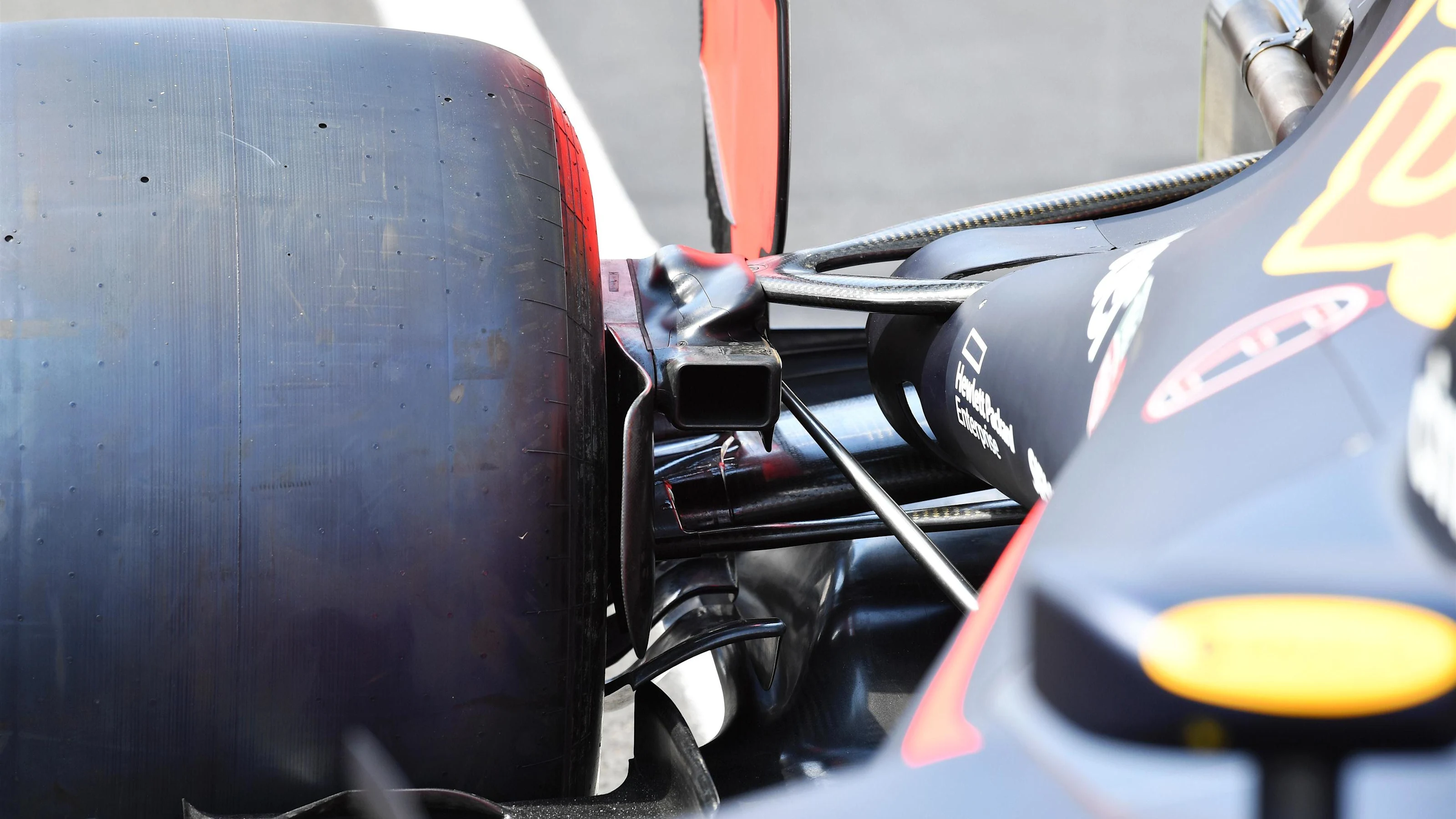 Red Bull Racing RB14 rear brake duct detail at Formula One World Championship, Rd12, Hungarian