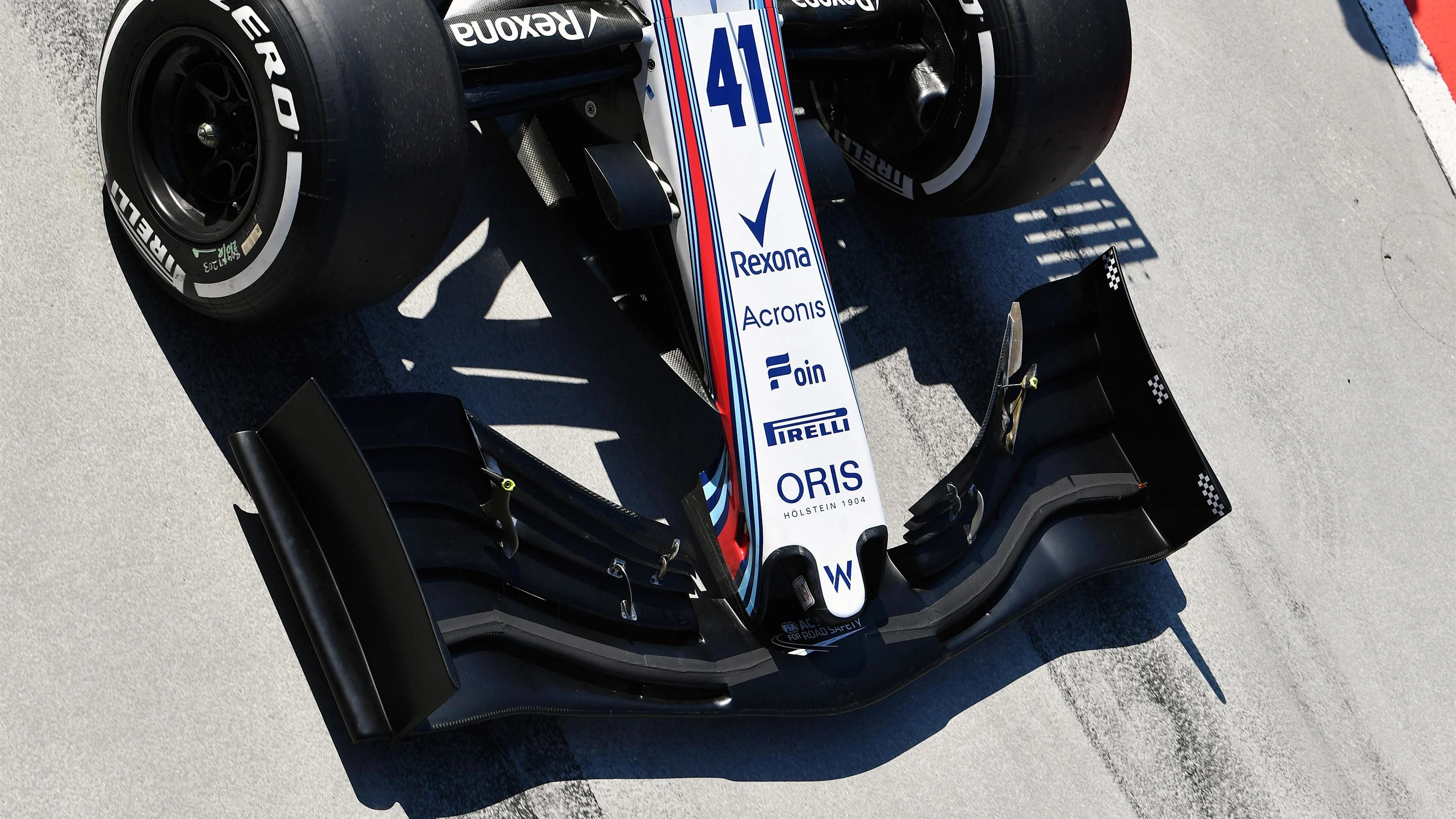 Williams FW41 front wing at Formula One Testing, Day One, Hungaroring, Hungary, Tuesday 31 July