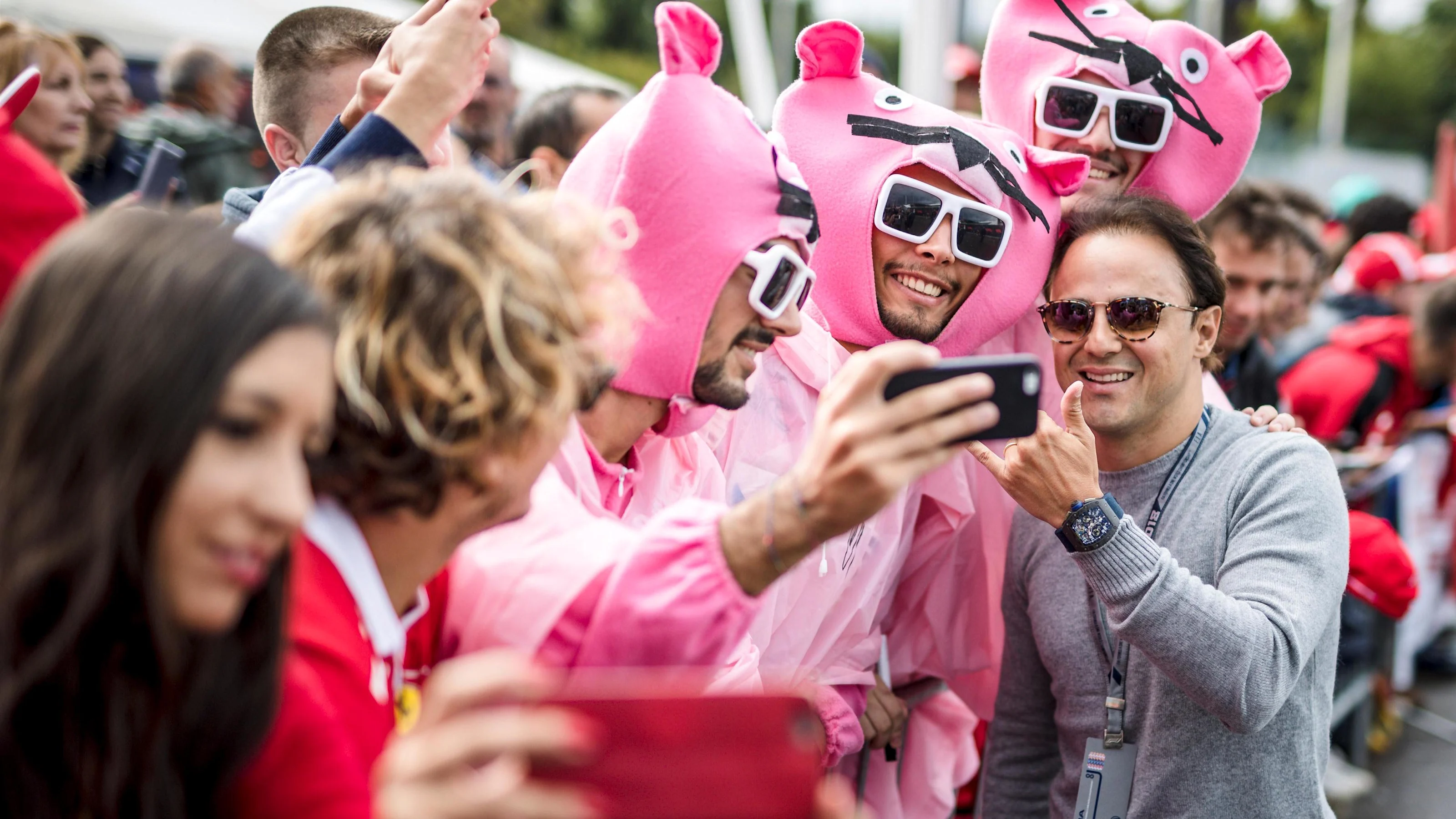 Felipe Massa and Pink Panthers at Formula One World Championship, Rd14, Italian Grand Prix,