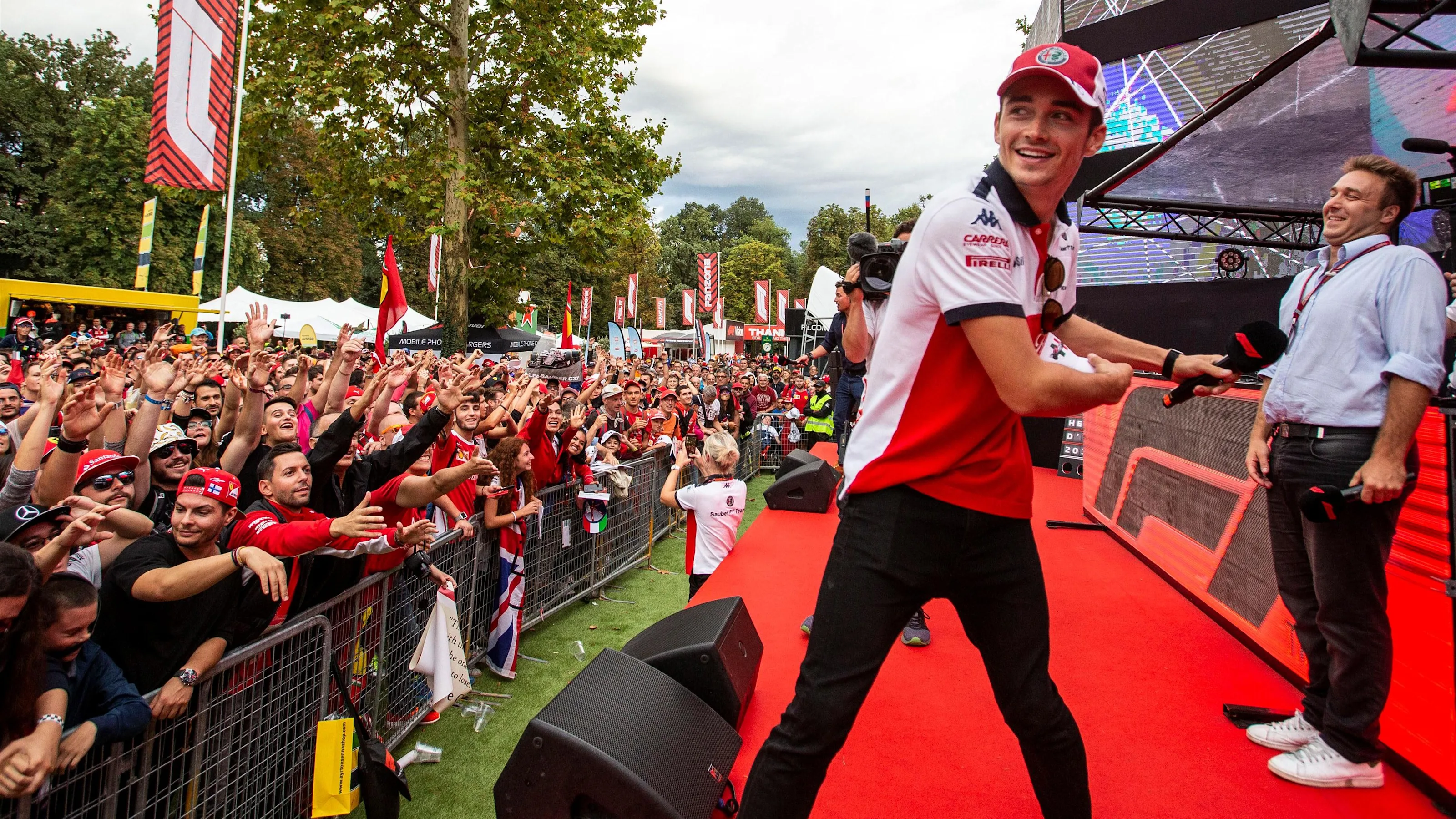 Charles Leclerc, Alfa Romeo Sauber F1 Team at the Fan Zone at Formula One World Championship, Rd14,