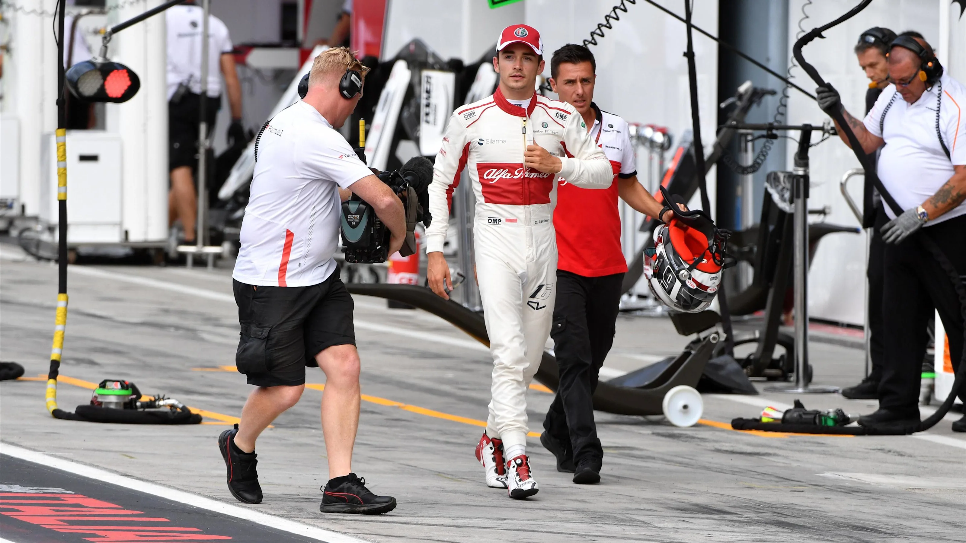 Charles Leclerc, Alfa Romeo Sauber F1 Team walks in after Q1 at Formula One World Championship,