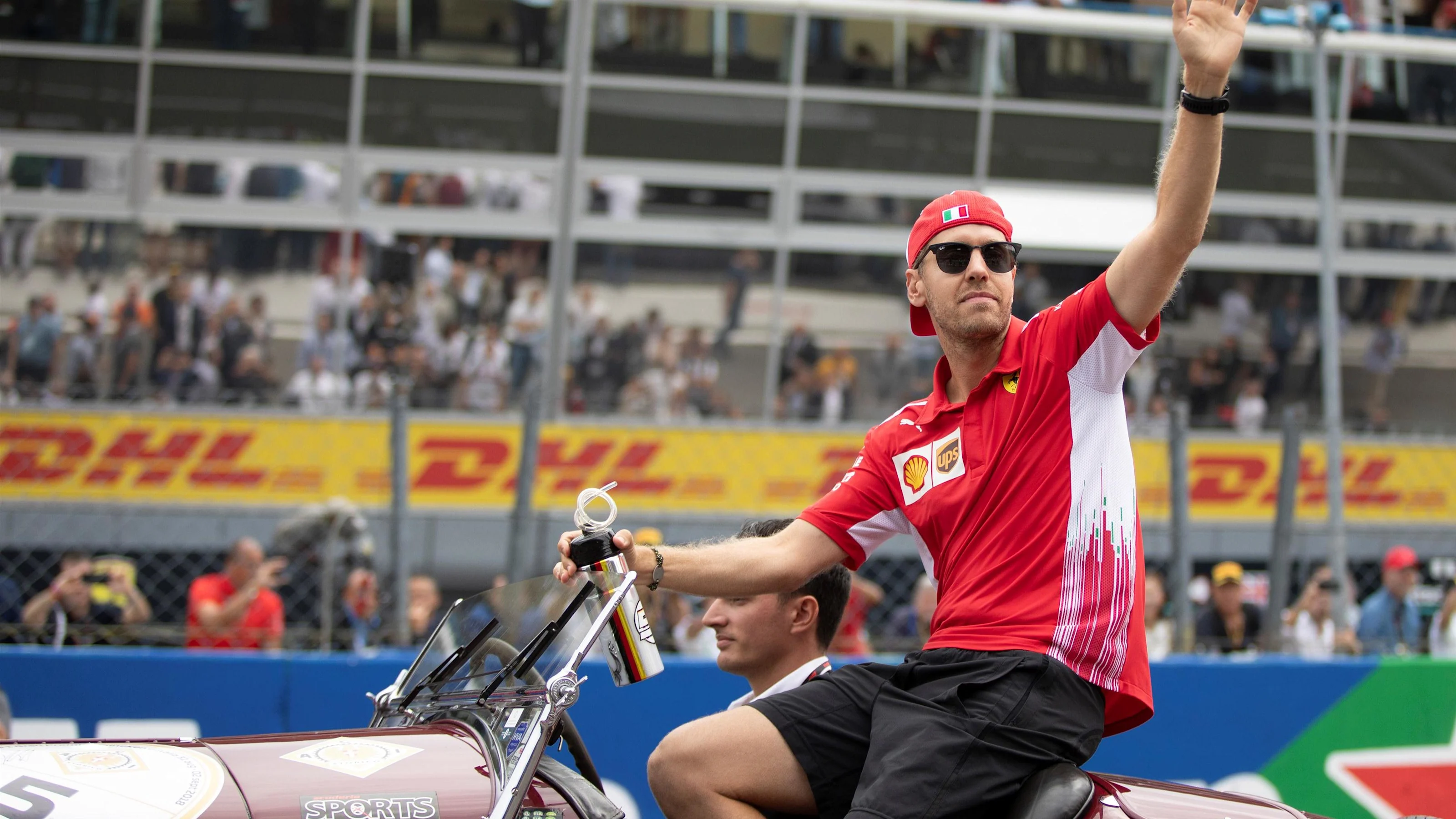 Sebastian Vettel, Ferrari on drivers parade at Formula One World Championship, Rd14, Italian Grand