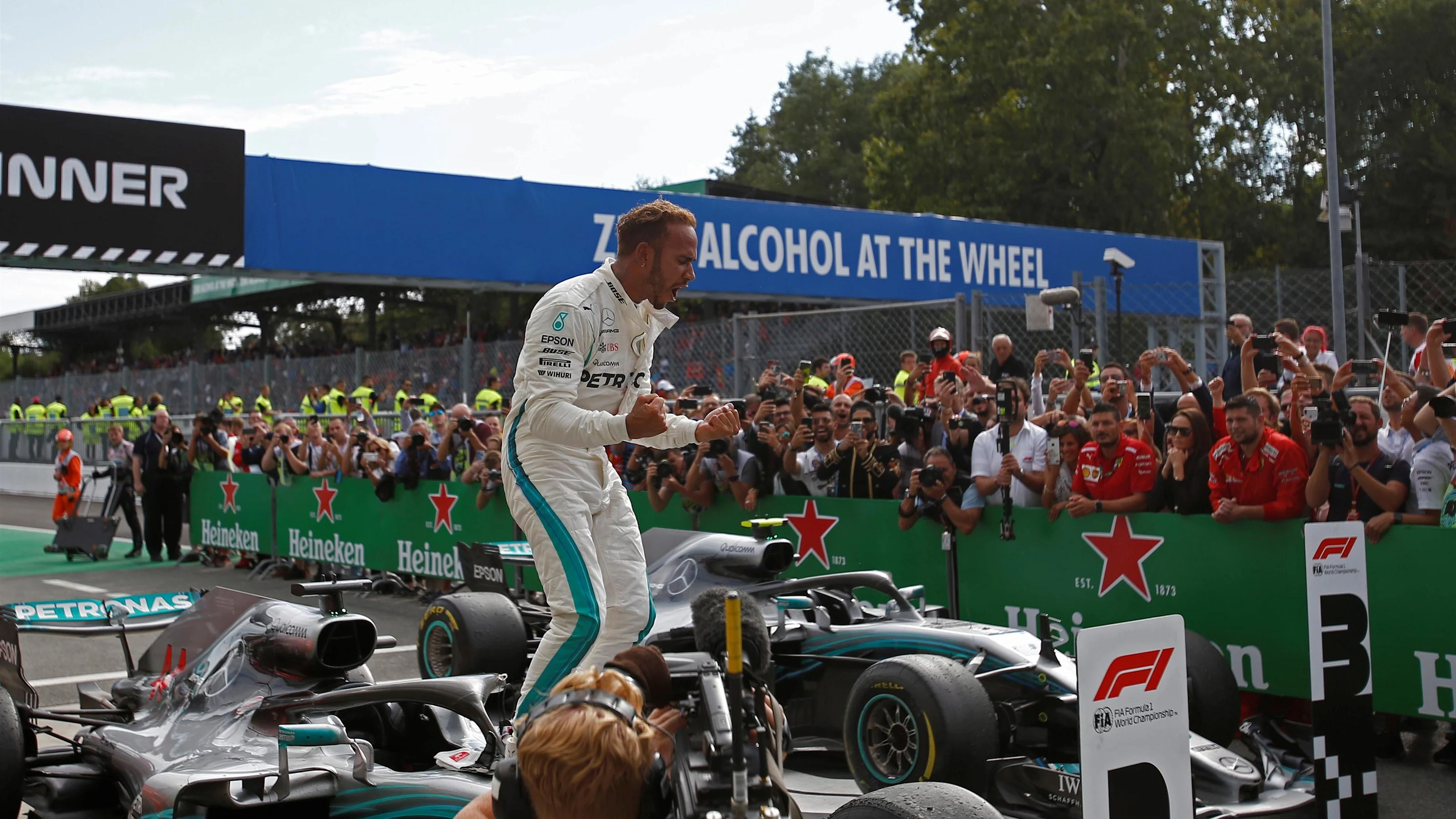 Lewis Hamilton, Mercedes AMG F1  celebrates in parc ferme at the at Formula One World Championship,
