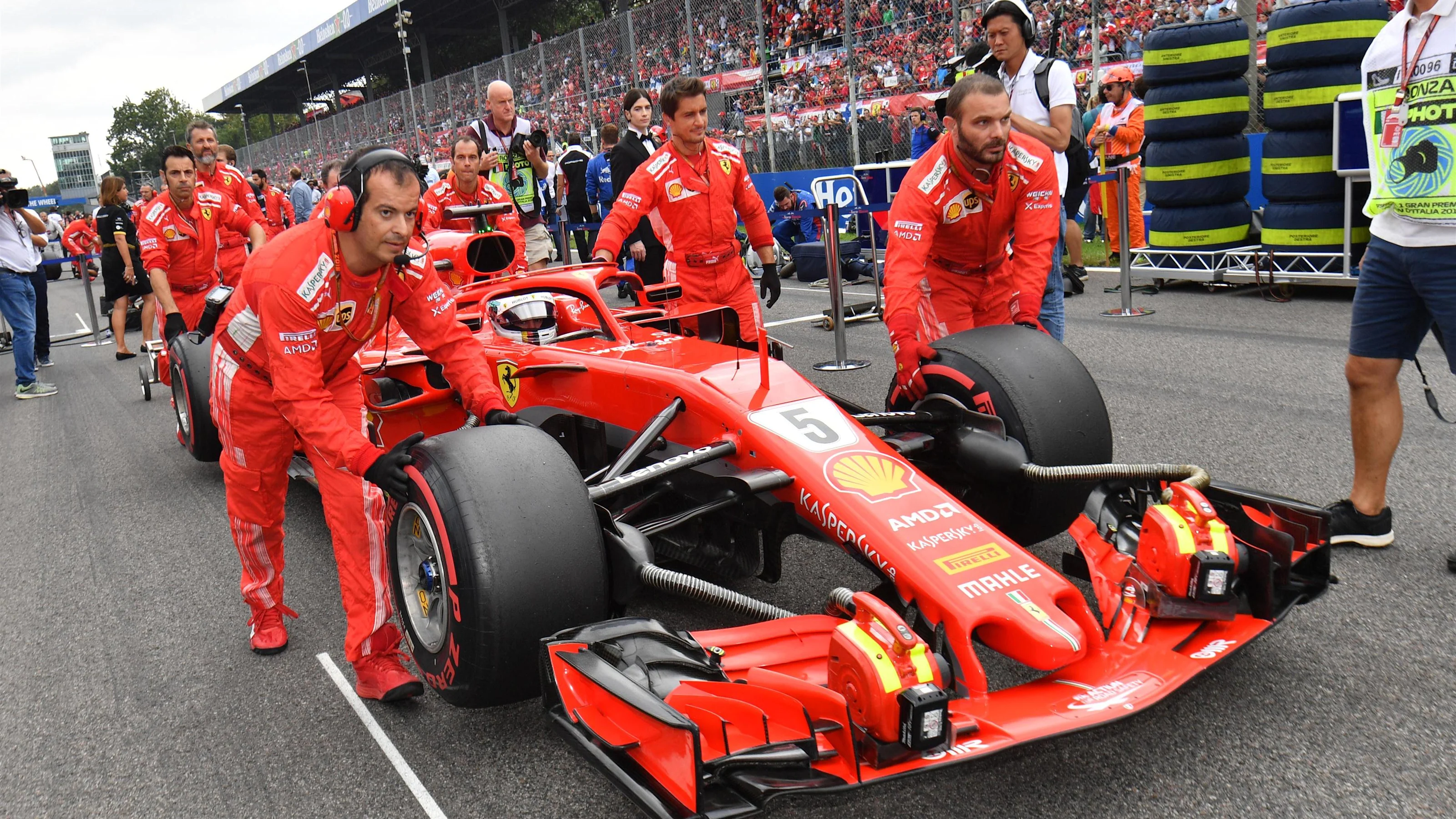 Sebastian Vettel, Ferrari SF71H on the grid at Formula One World Championship, Rd14, Italian Grand