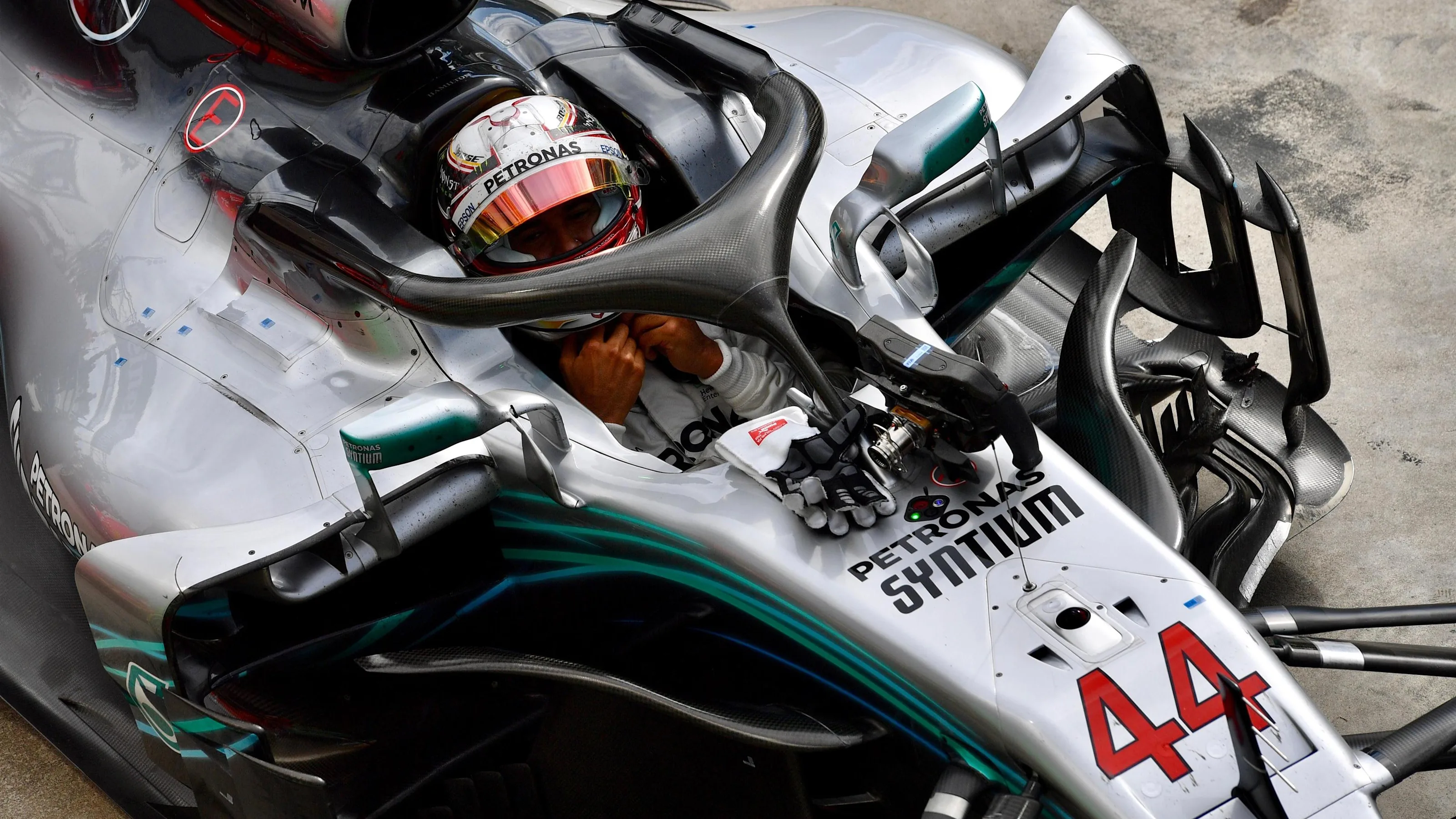 Race winner Lewis Hamilton, Mercedes AMG F1 W09 in parc ferme at Formula One World Championship,