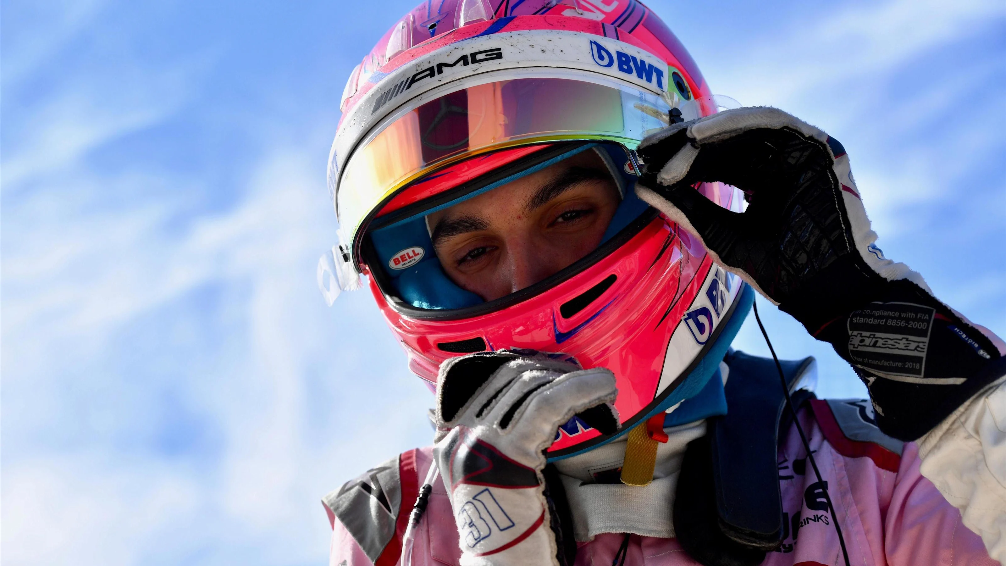 Esteban Ocon, Racing Point Force India F1 Team in parc ferme at Formula One World Championship,