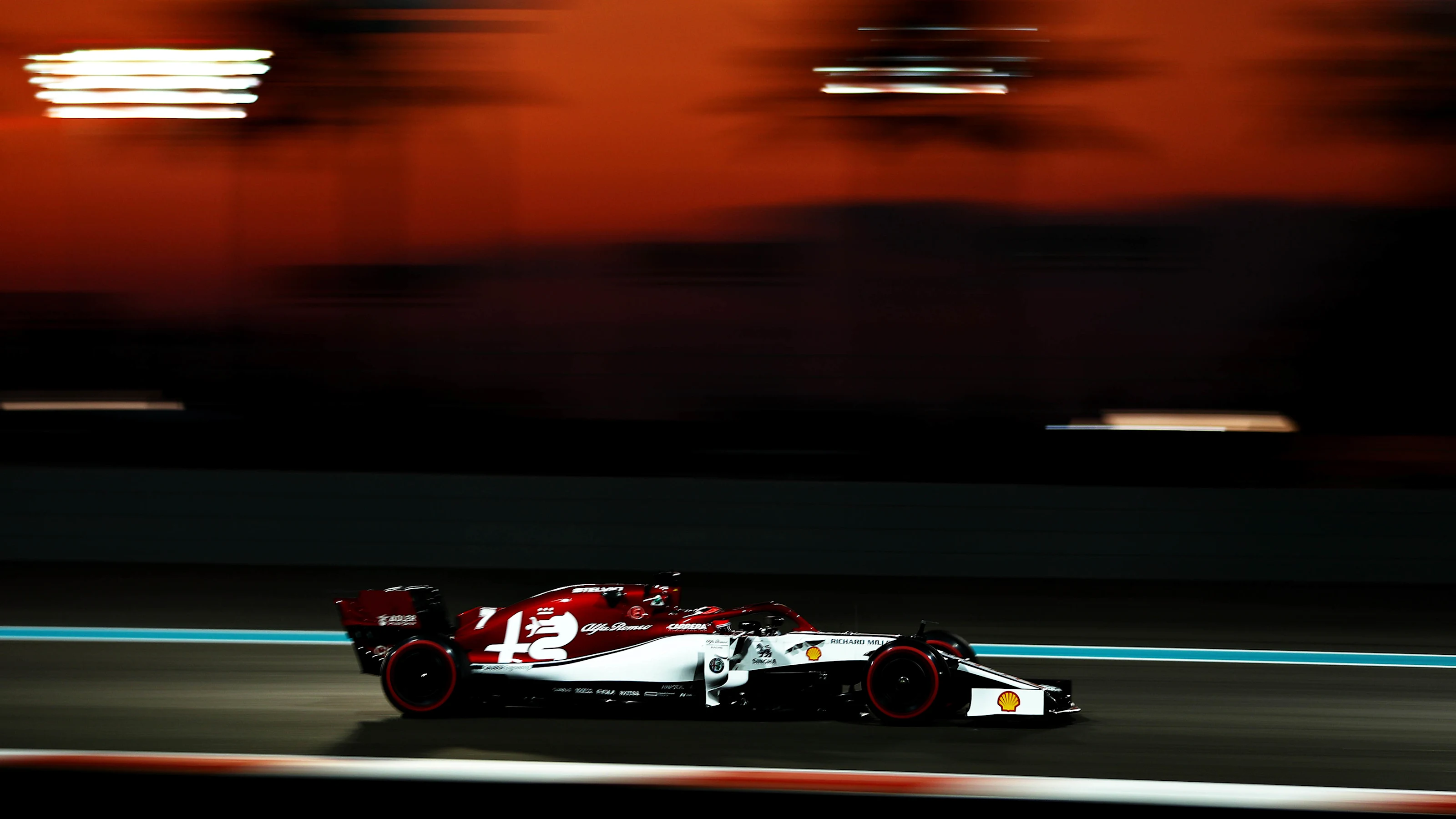 ABU DHABI, UNITED ARAB EMIRATES - NOVEMBER 29: Kimi Raikkonen of Finland driving the (7) Alfa Romeo