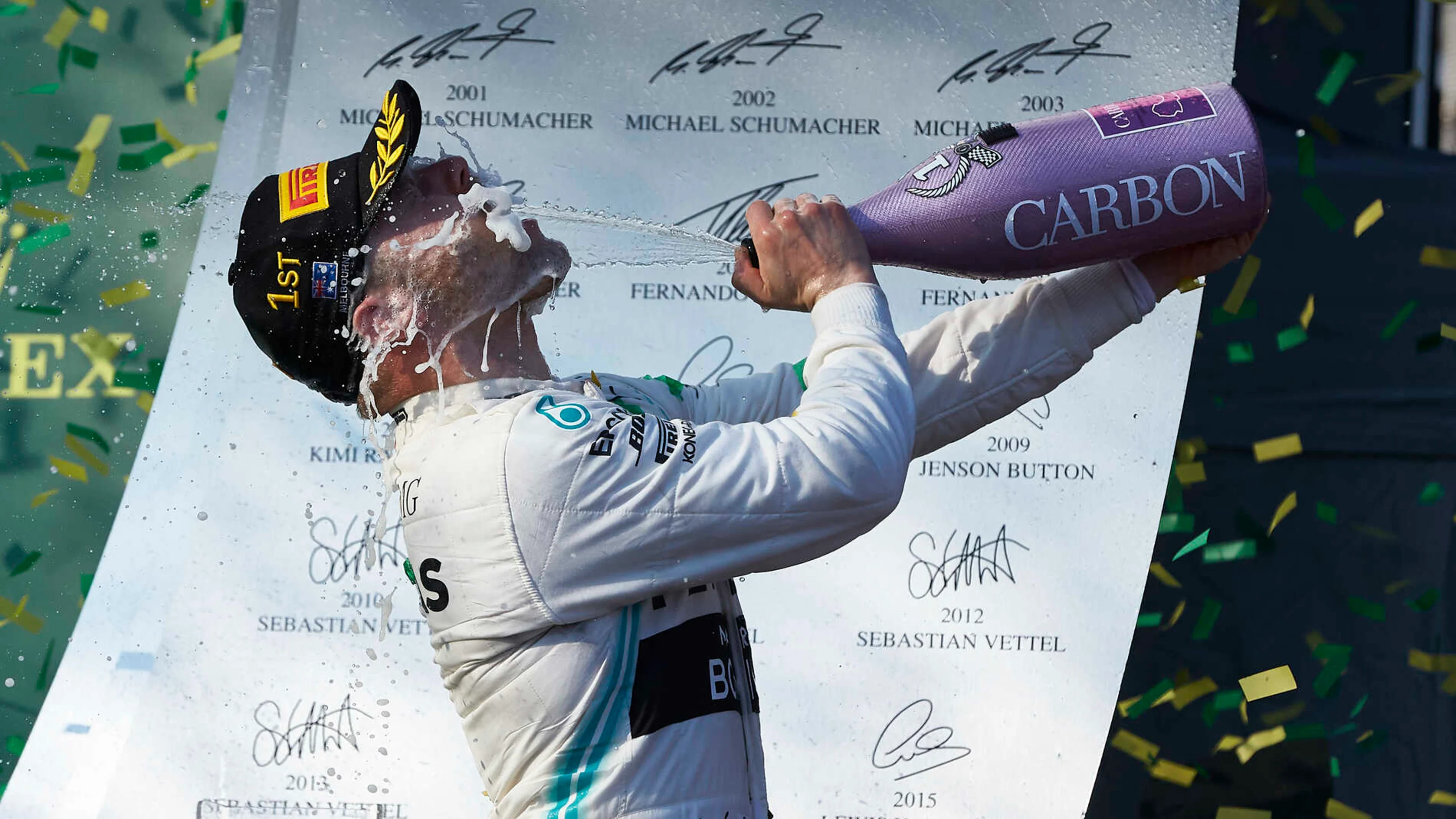 MELBOURNE GRAND PRIX CIRCUIT, AUSTRALIA - MARCH 17: Valtteri Bottas, Mercedes AMG F1, 1st position,