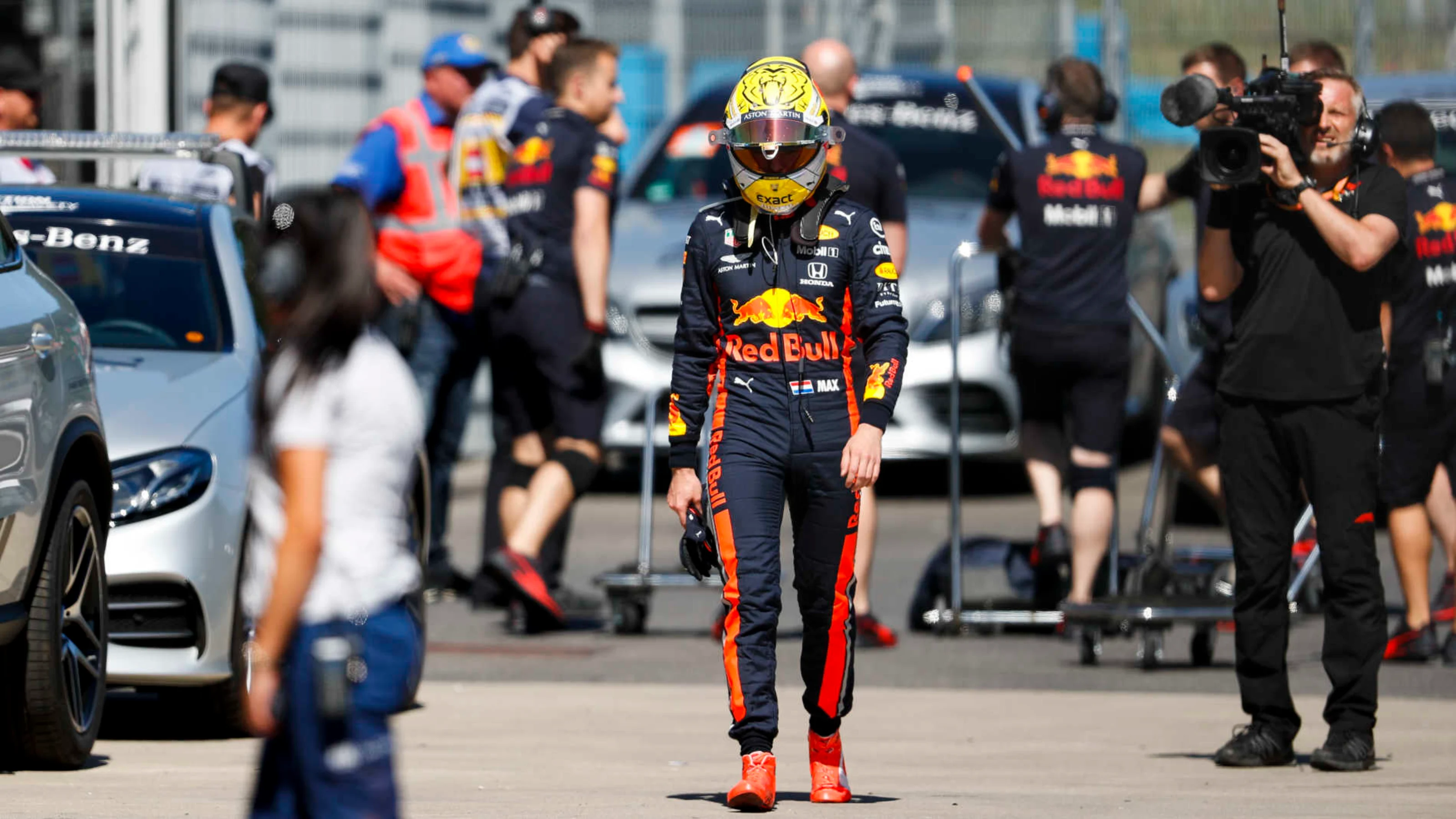 RED BULL RING, AUSTRIA - JUNE 28: Max Verstappen, Red Bull Racing, walks back to the pits after an
