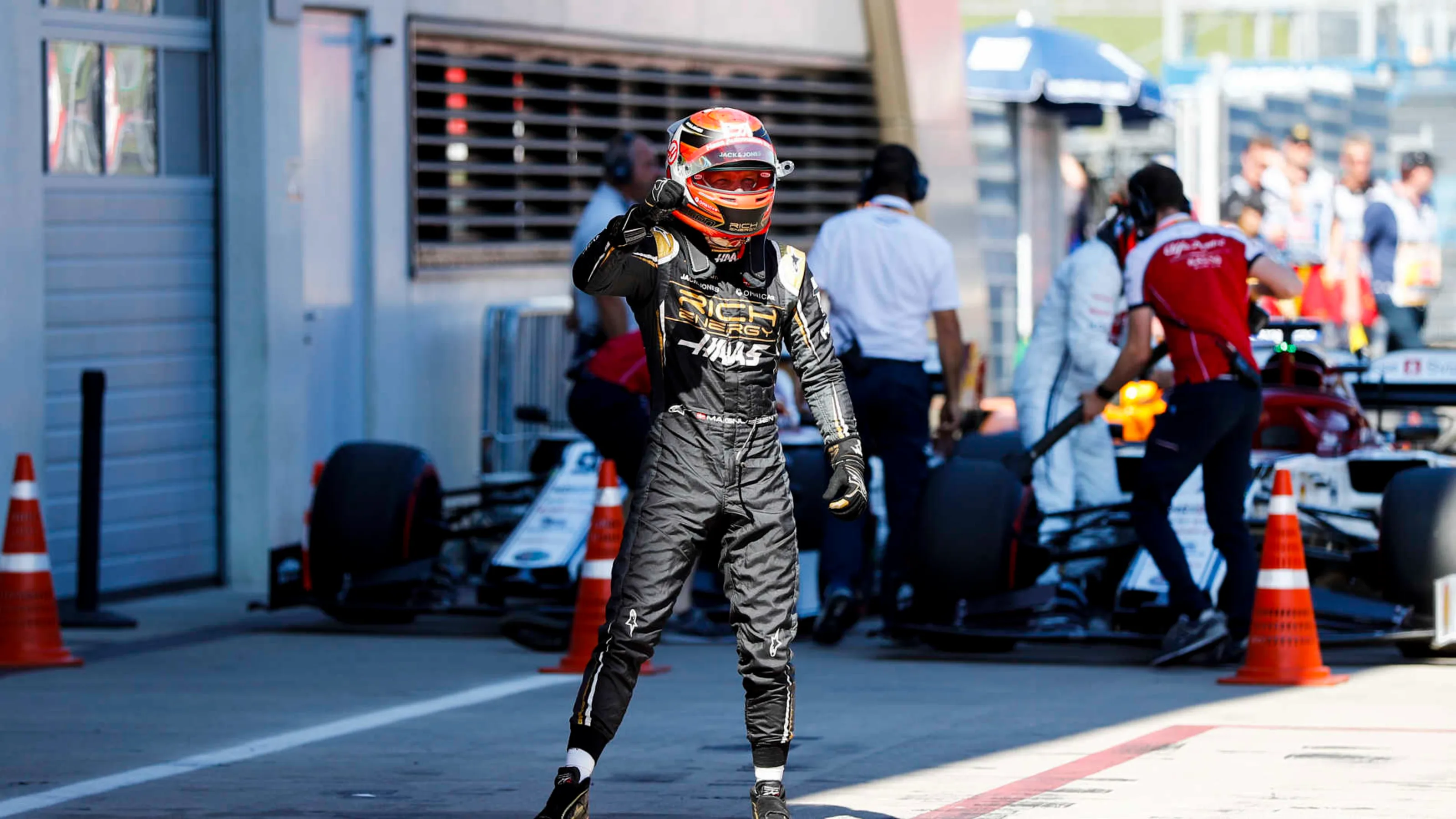 RED BULL RING, AUSTRIA - JUNE 29: Kevin Magnussen, Haas F1 celebrates in Parc Ferme during the