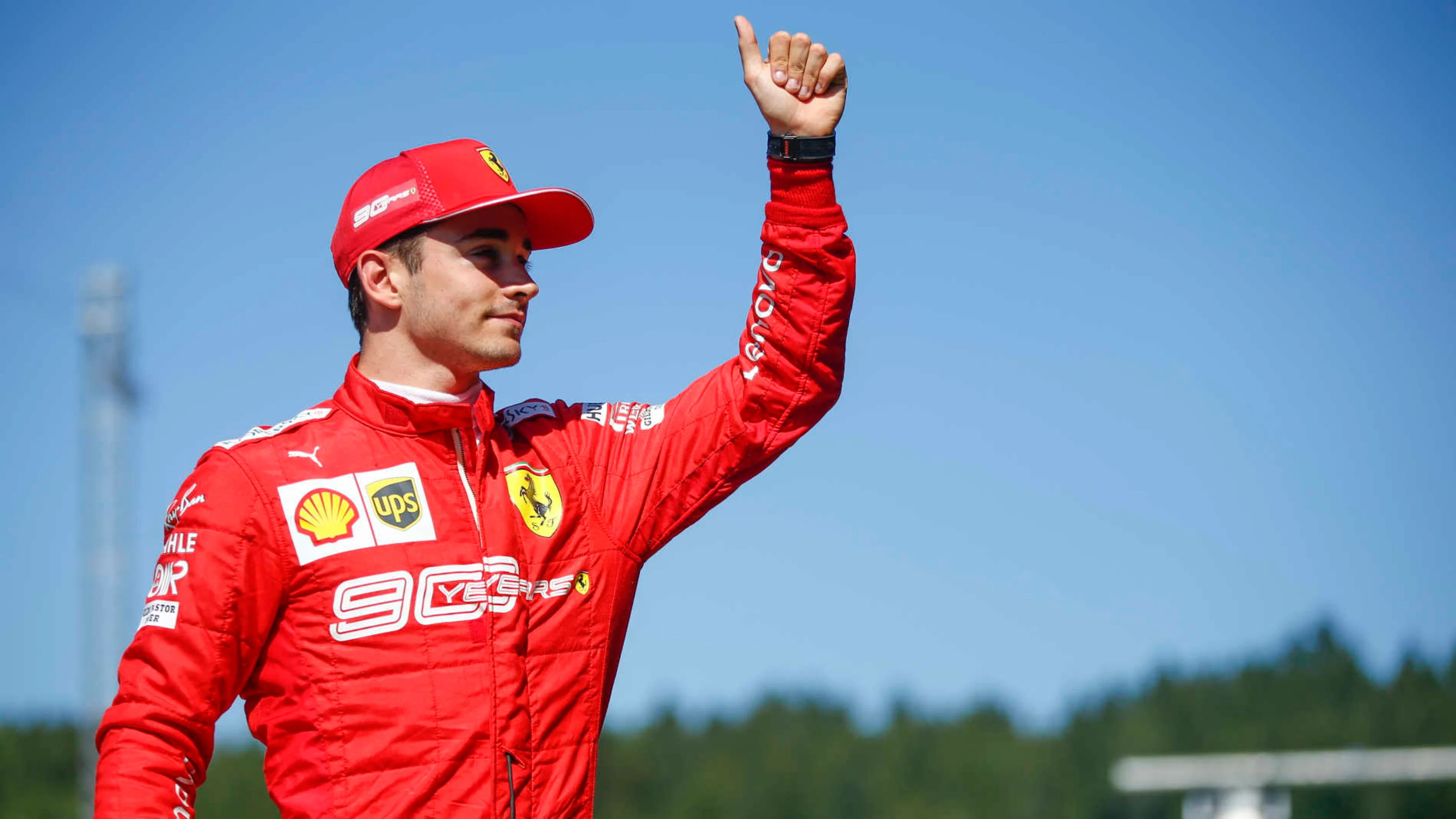 RED BULL RING, AUSTRIA - JUNE 29: Pole man Charles Leclerc, Ferrari, celebrates during the Austrian