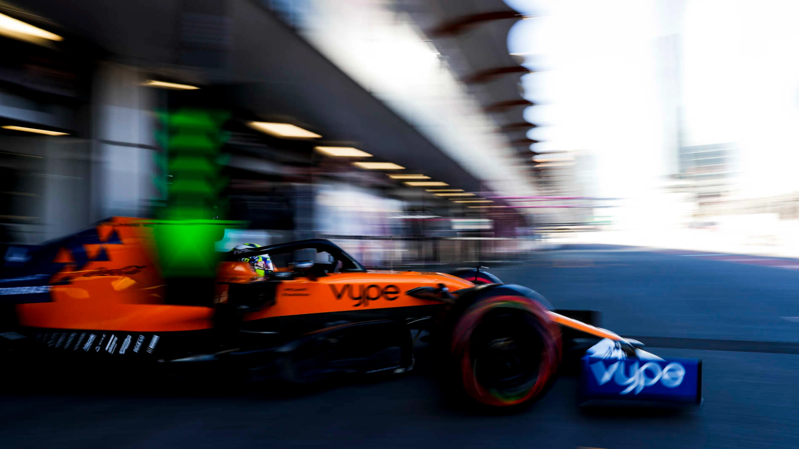BAKU CITY CIRCUIT, AZERBAIJAN - APRIL 26: Lando Norris, McLaren MCL34, leaves the garage during the