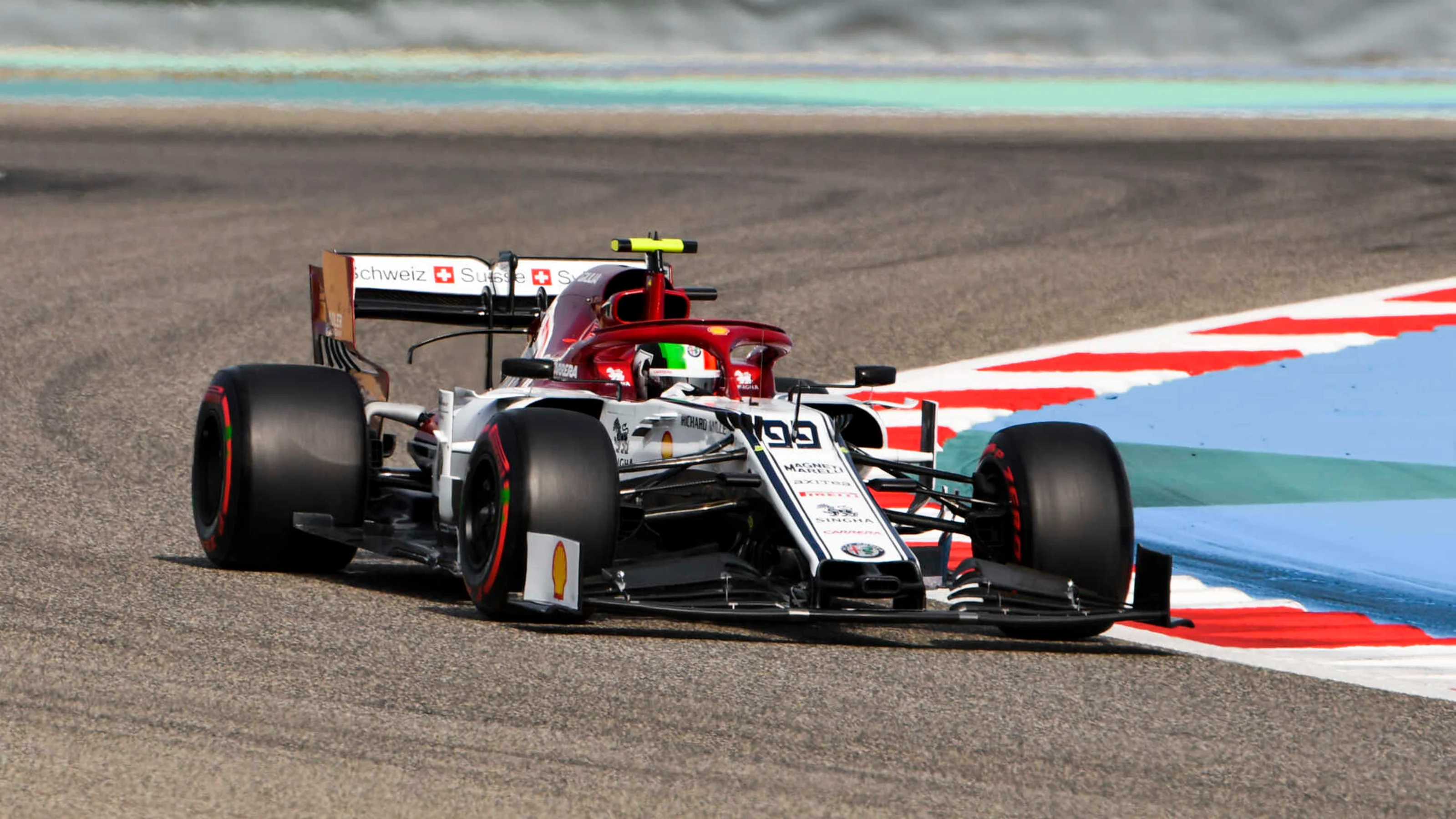 BAHRAIN INTERNATIONAL CIRCUIT, BAHRAIN - MARCH 30: Antonio Giovinazzi, Alfa Romeo Racing C38 during