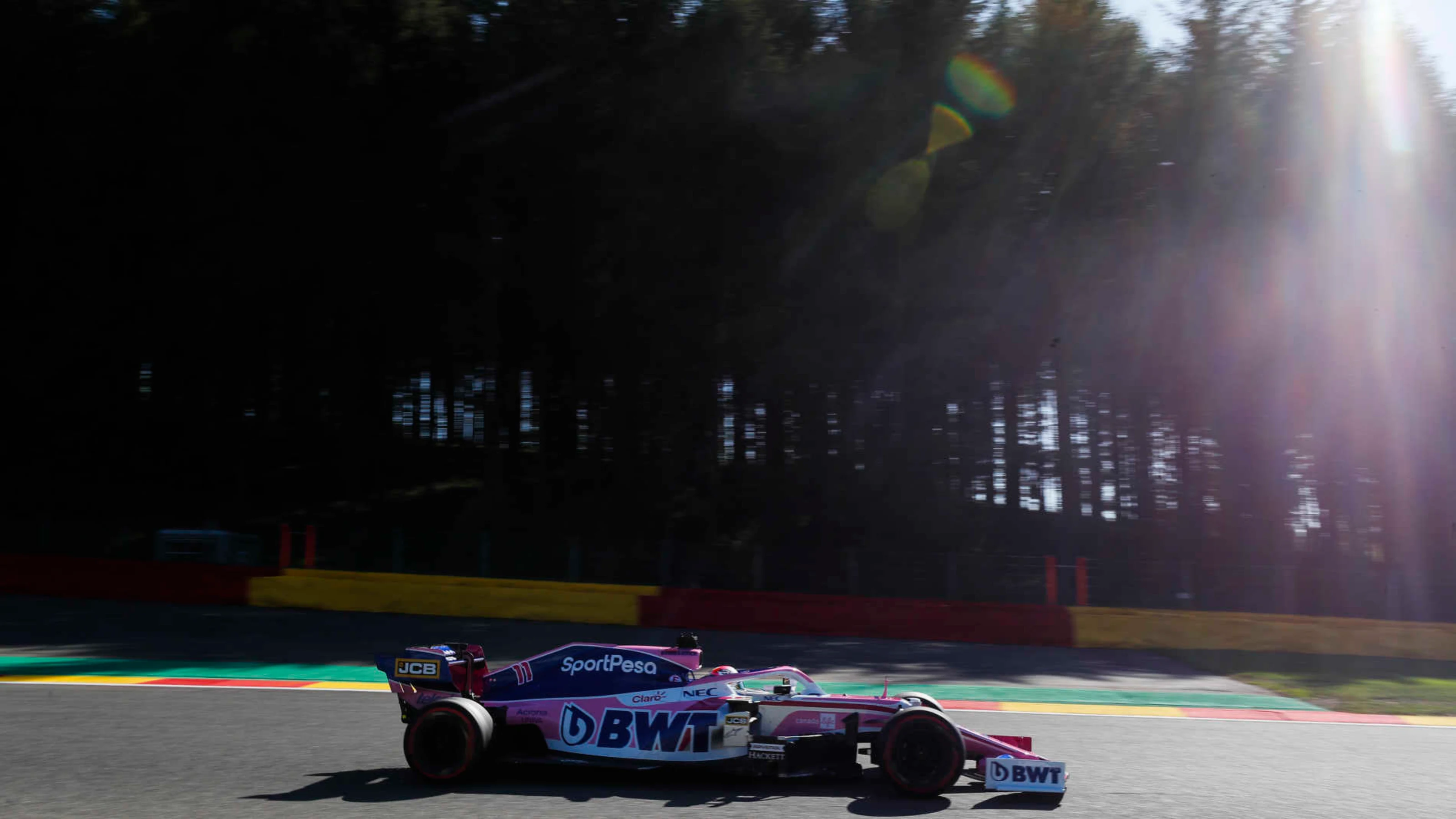 SPA-FRANCORCHAMPS, BELGIUM - AUGUST 30: Sergio Perez, Racing Point RP19 during the Belgian GP at