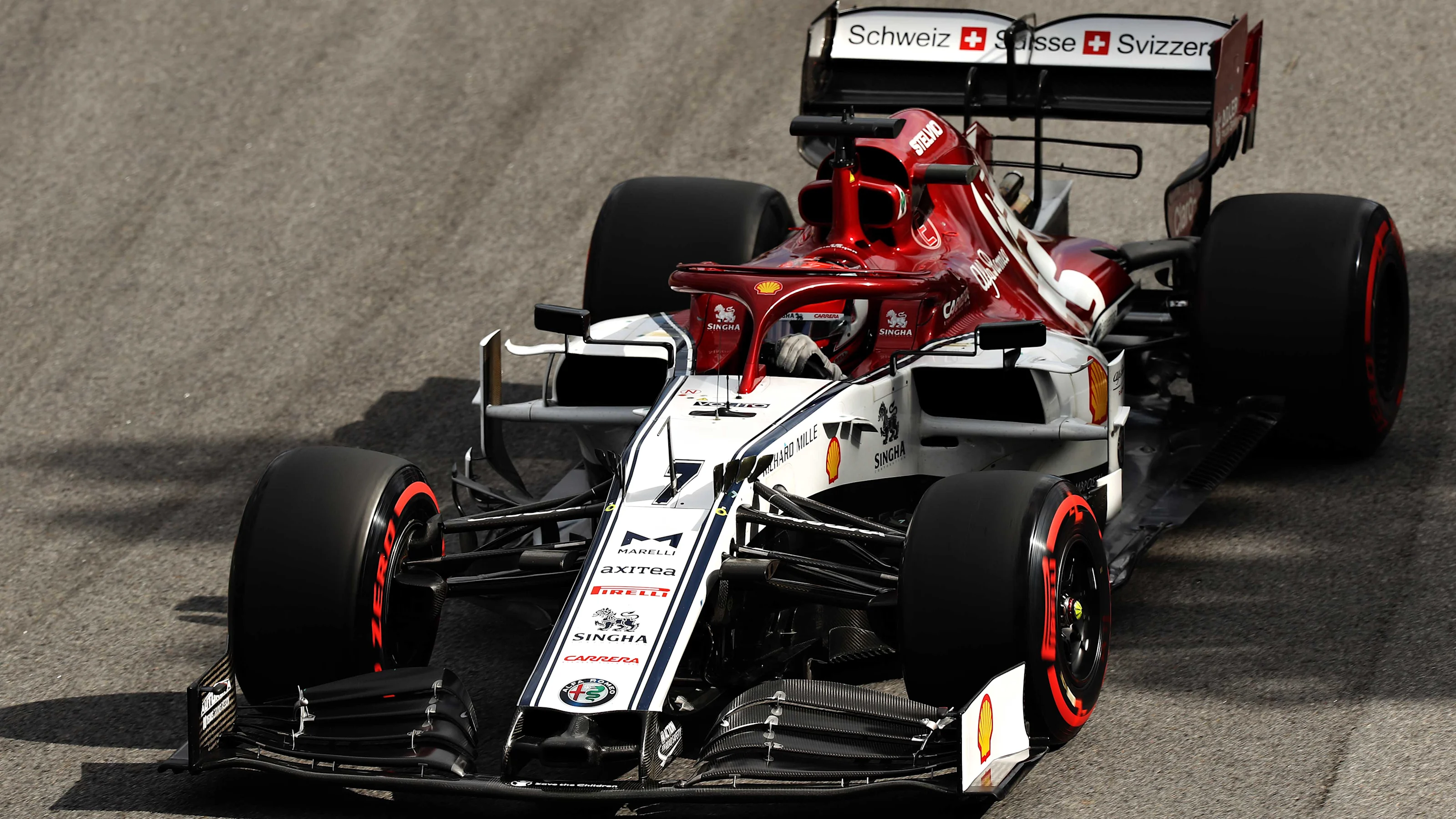 SAO PAULO, BRAZIL - NOVEMBER 16: Kimi Raikkonen of Finland driving the (7) Alfa Romeo Racing C38