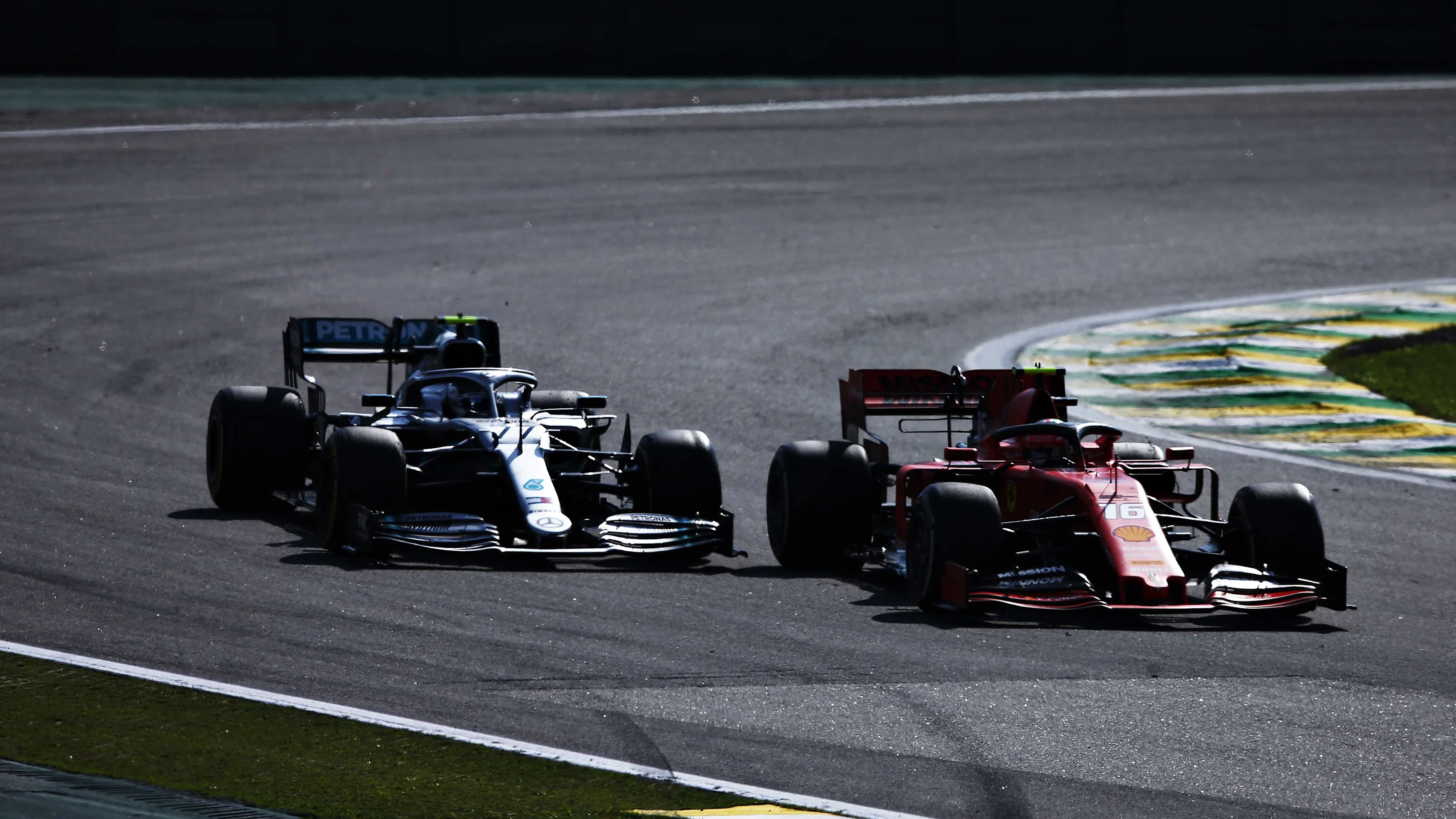 SAO PAULO, BRAZIL - NOVEMBER 17: Charles Leclerc of Monaco driving the (16) Scuderia Ferrari SF90