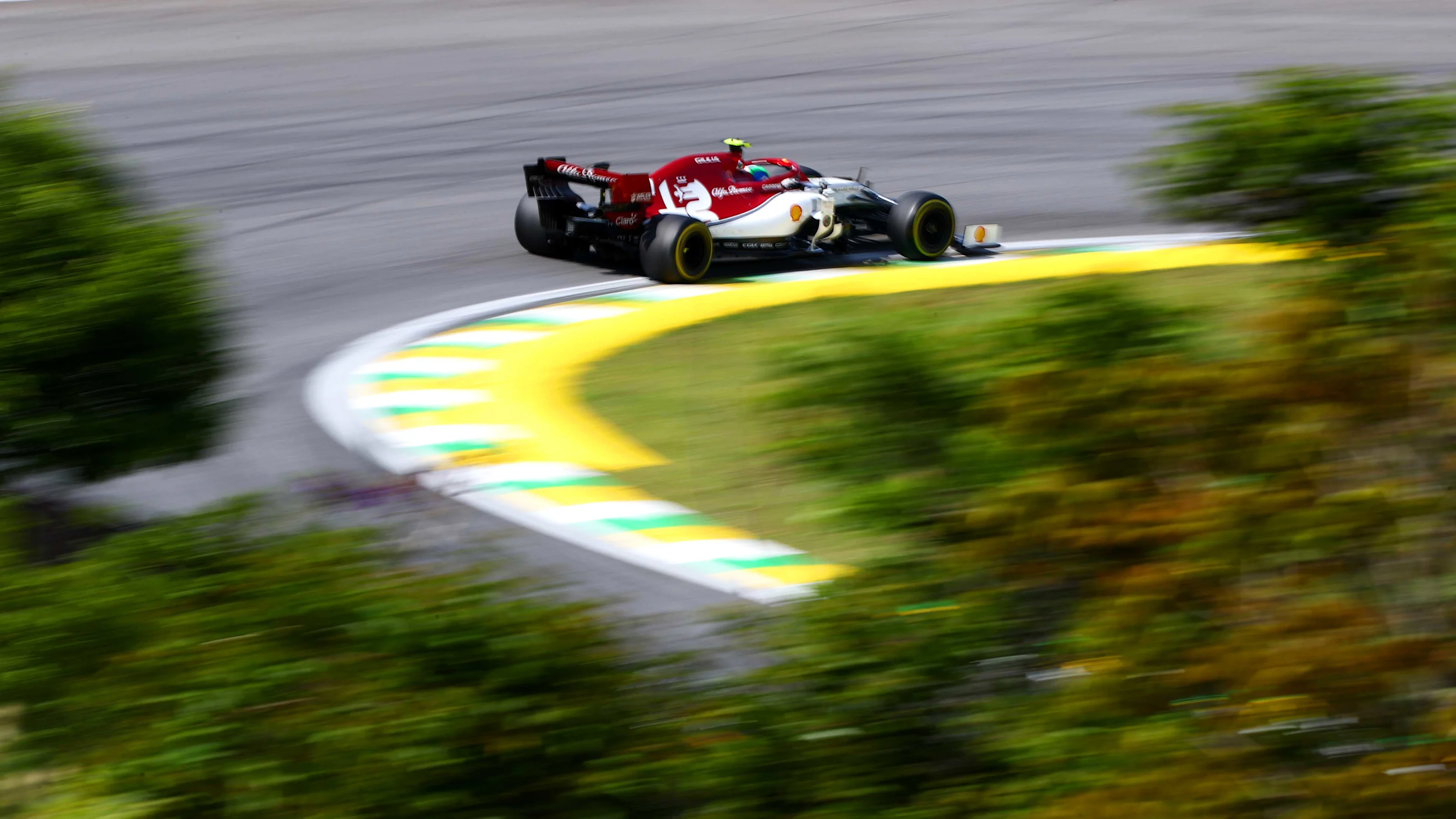 SAO PAULO, BRAZIL - NOVEMBER 17: Antonio Giovinazzi of Italy driving the (99) Alfa Romeo Racing C38