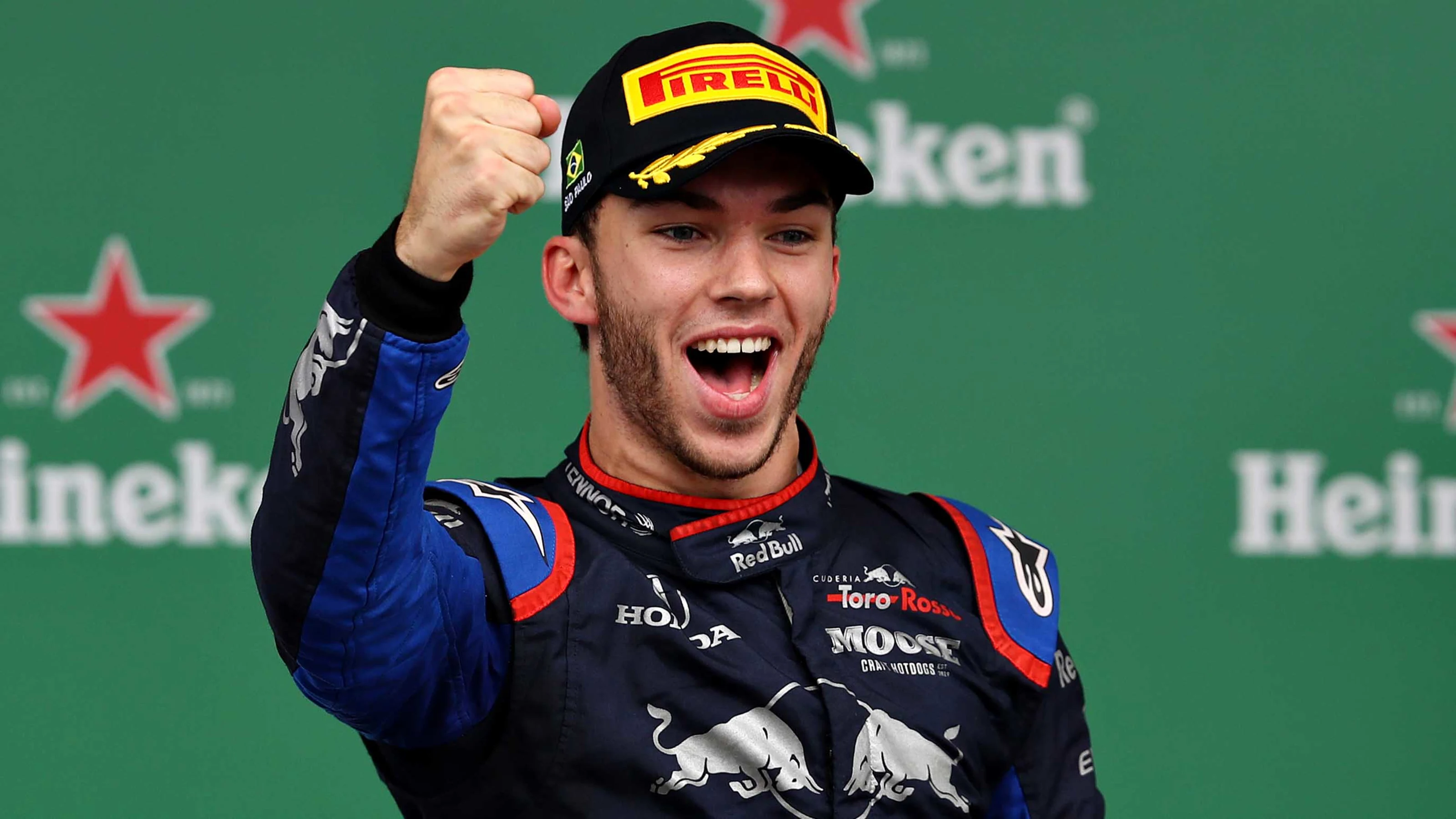 SAO PAULO, BRAZIL - NOVEMBER 17: Second placed Pierre Gasly of France and Scuderia Toro Rosso