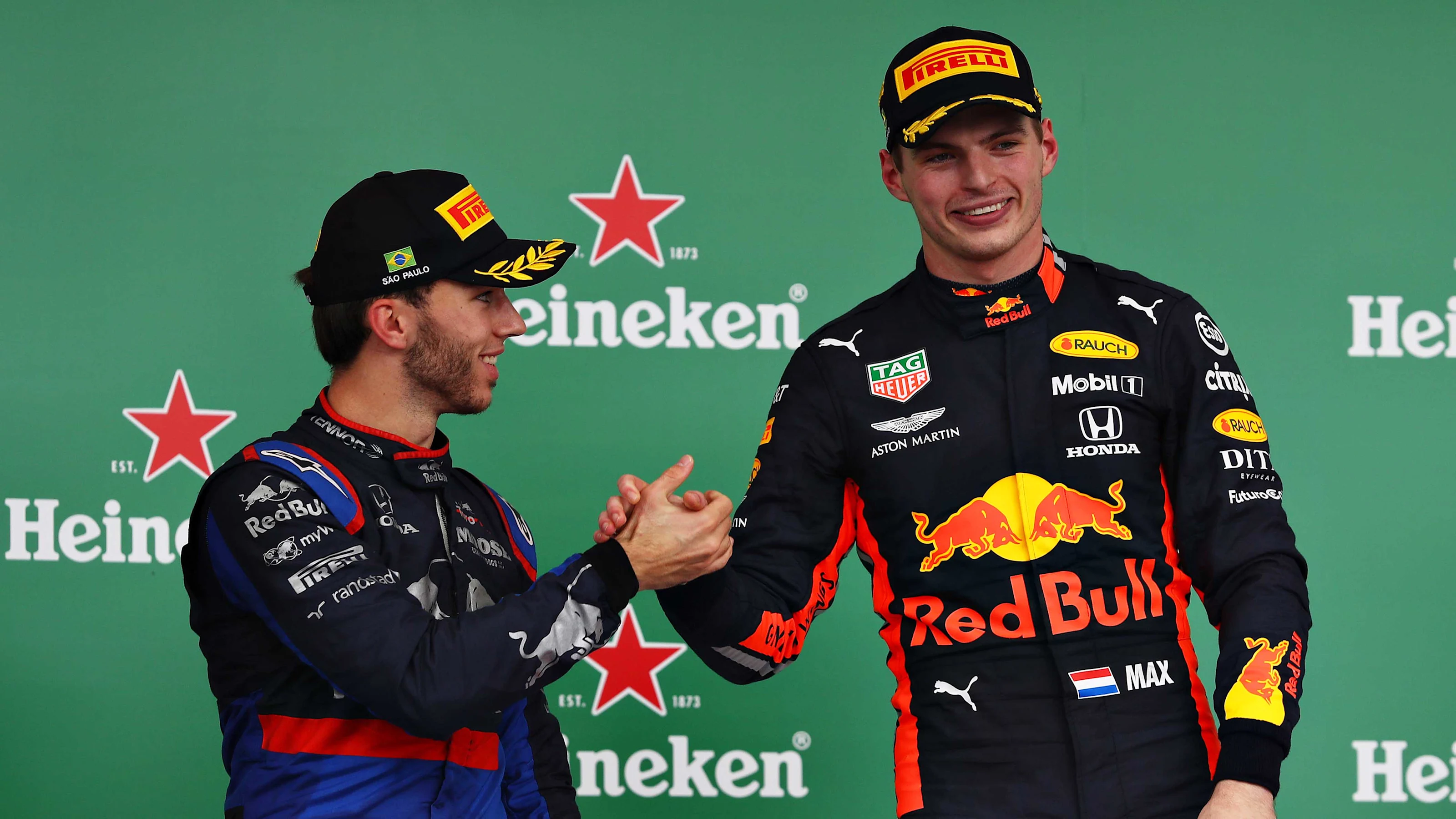 SAO PAULO, BRAZIL - NOVEMBER 17: Race winner Max Verstappen of Netherlands and Red Bull Racing and