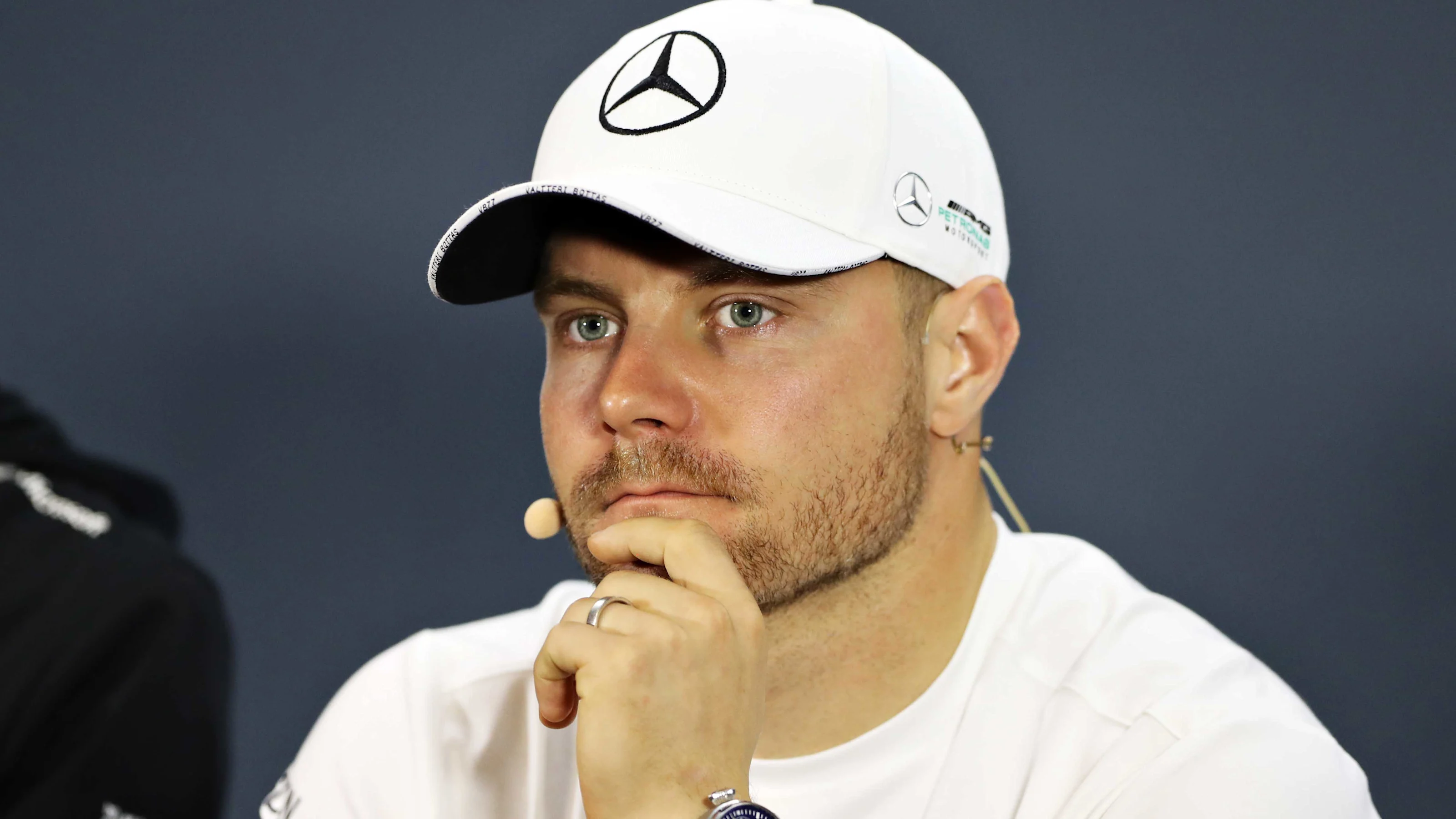 SAO PAULO, BRAZIL - NOVEMBER 14: Valtteri Bottas of Finland and Mercedes GP looks on in the Drivers