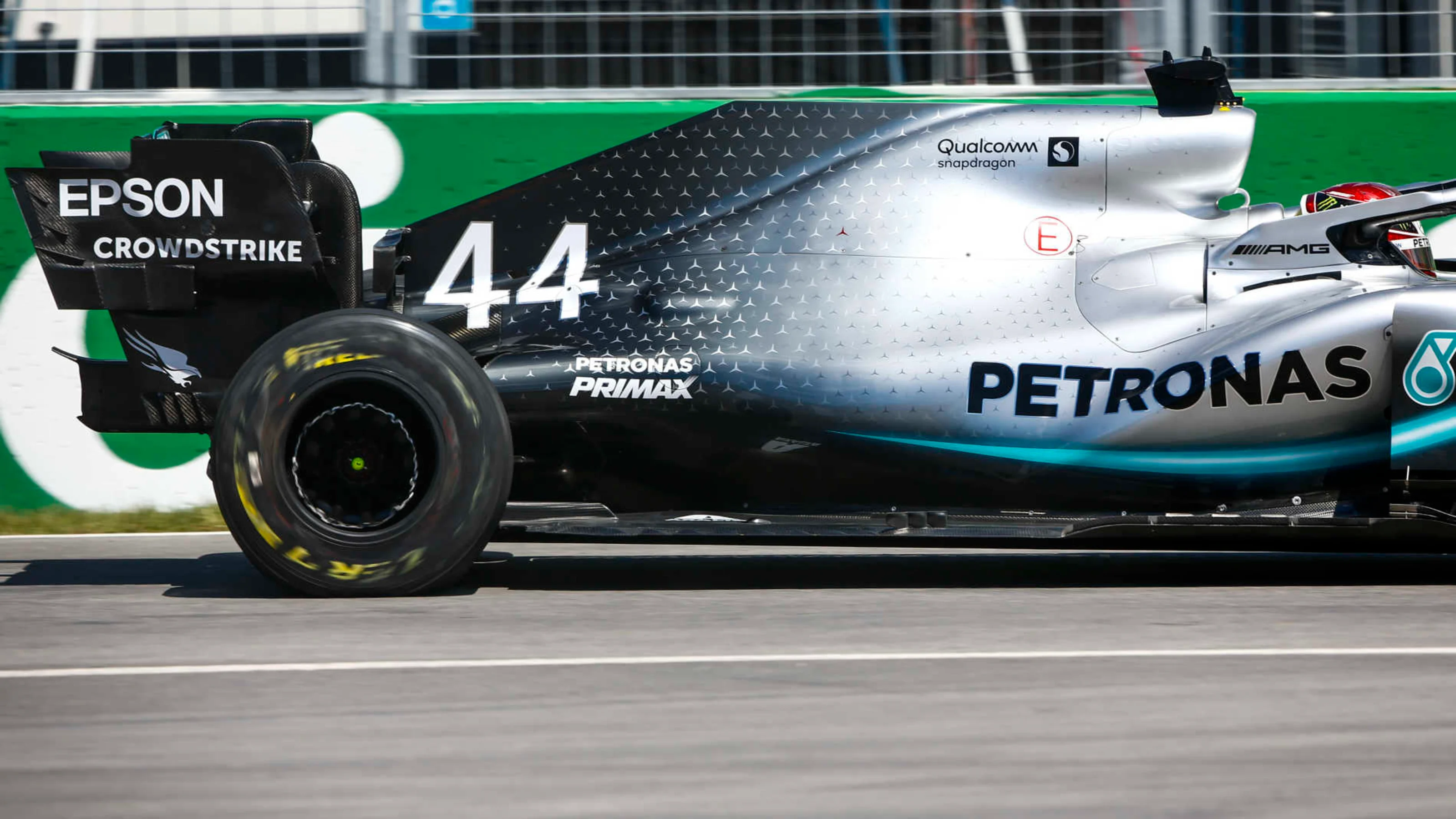 CIRCUIT GILLES-VILLENEUVE, CANADA - JUNE 07: Damaged rear tyre of Lewis Hamilton, Mercedes AMG F1