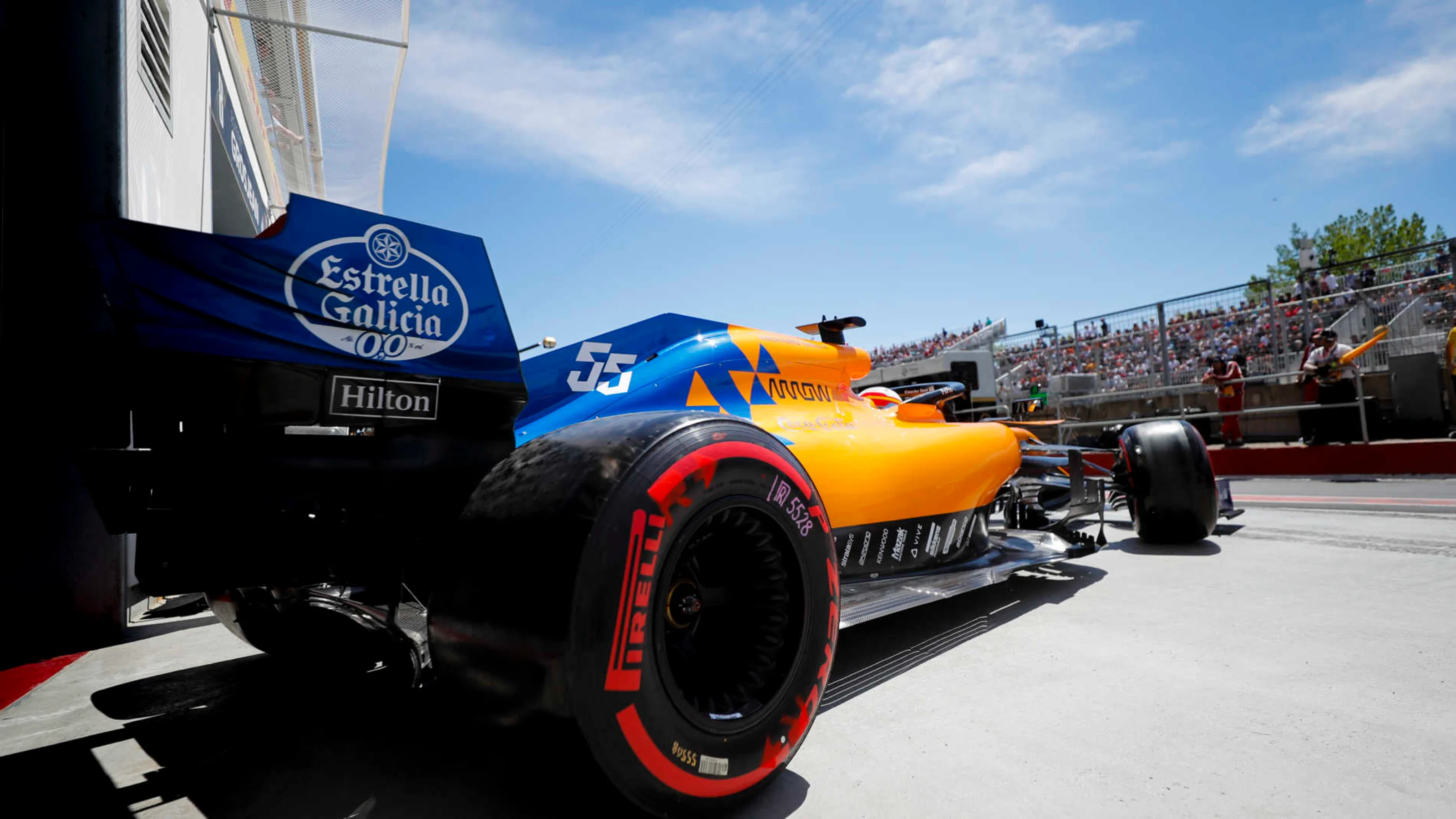 CIRCUIT GILLES-VILLENEUVE, CANADA - JUNE 08: Carlos Sainz Jr., McLaren MCL34, leaves the garage