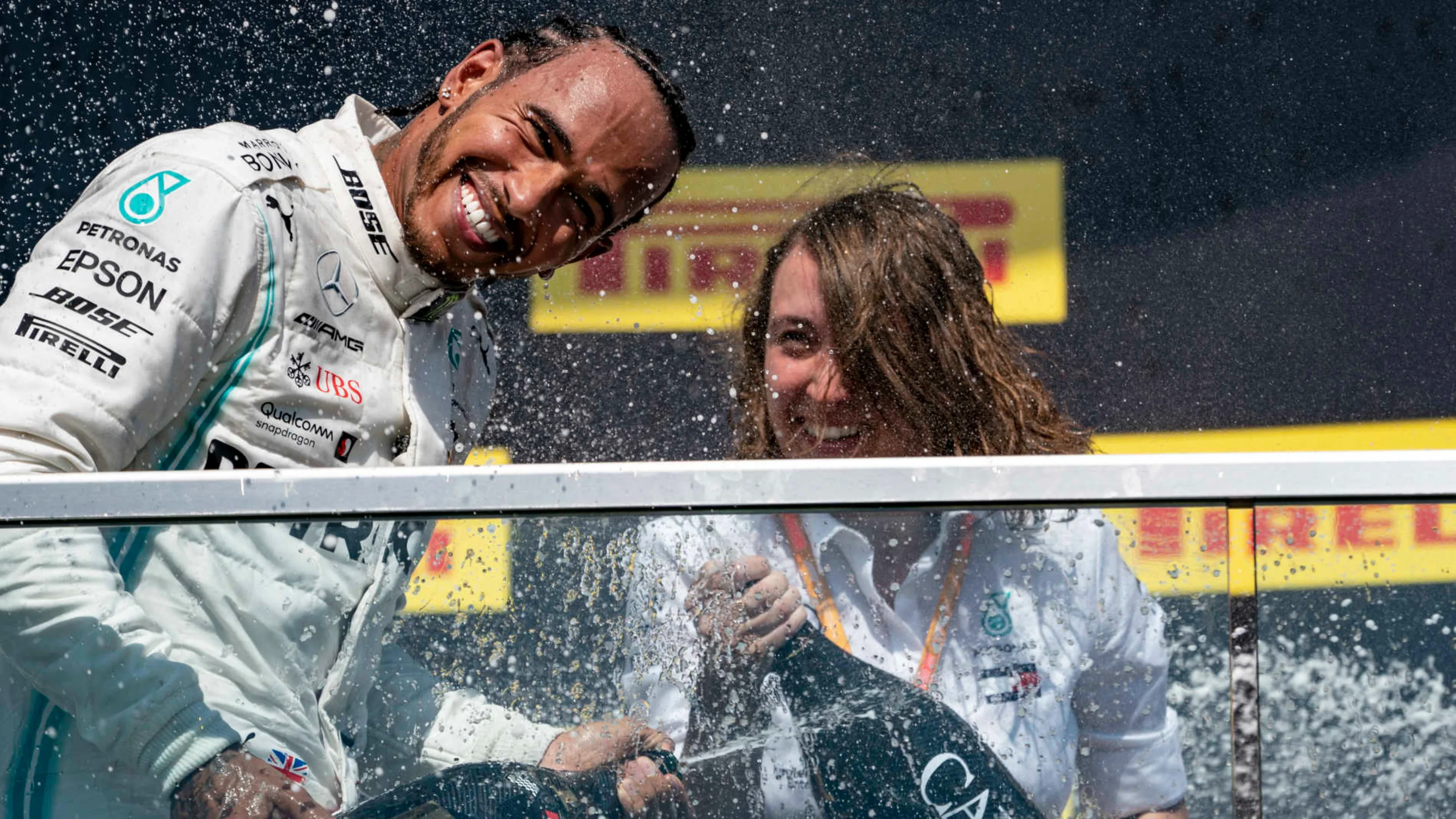 CIRCUIT GILLES-VILLENEUVE, CANADA - JUNE 09: Lewis Hamilton, Mercedes AMG F1, 1st position, sprays