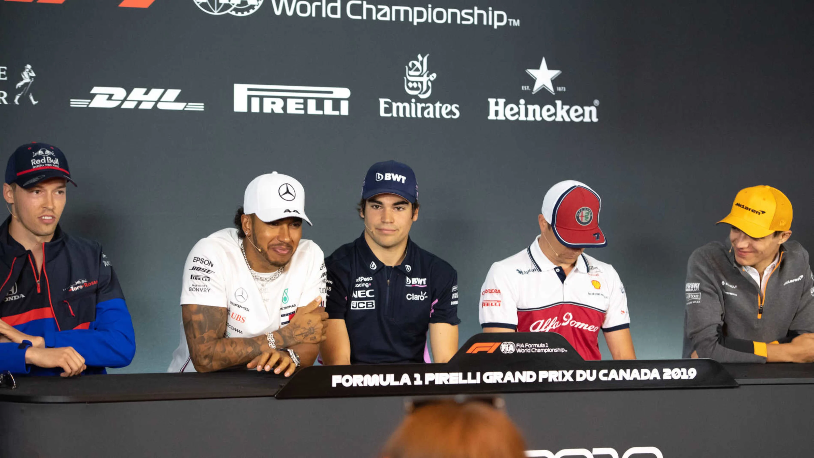 CIRCUIT GILLES-VILLENEUVE, CANADA - JUNE 06: Daniil Kvyat, Toro Rosso, Lewis Hamilton, Mercedes AMG