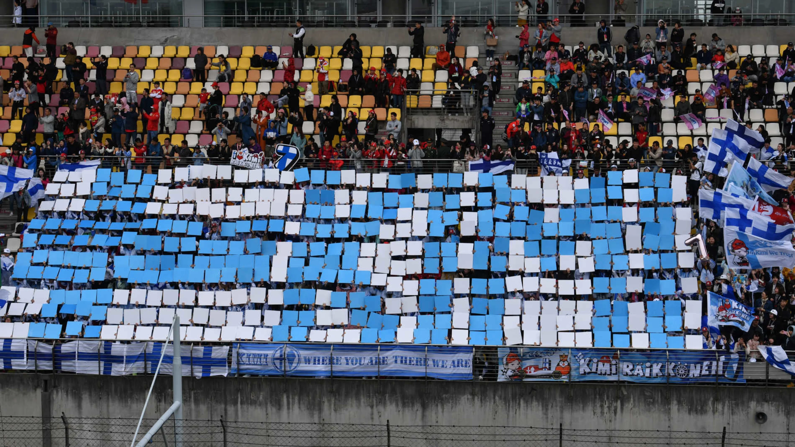 SHANGHAI INTERNATIONAL CIRCUIT, CHINA - FEBRUARY 14: Crowd support for Kimi Raikkonen, Alfa Romeo
