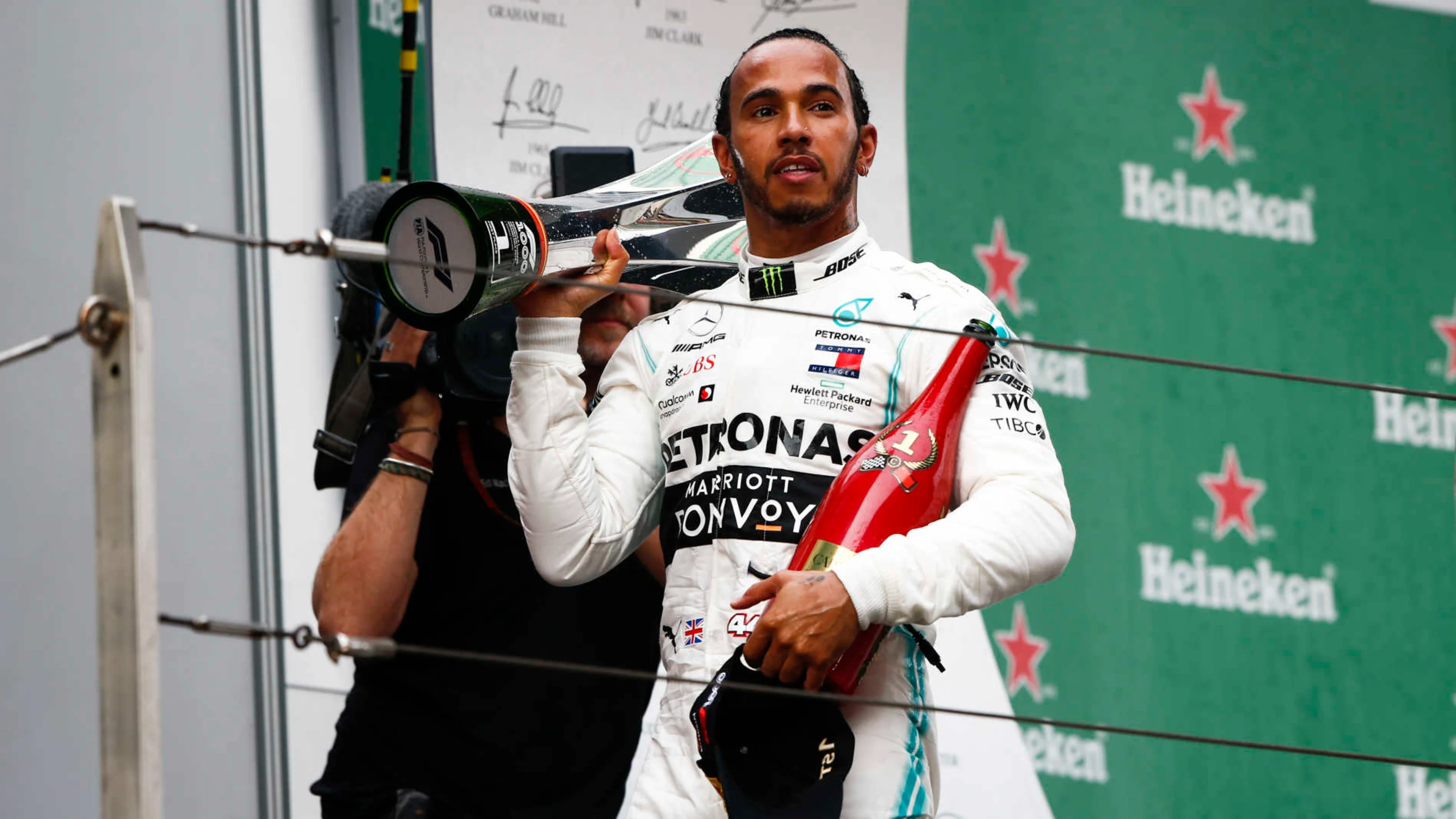 SHANGHAI INTERNATIONAL CIRCUIT, CHINA - APRIL 14: Lewis Hamilton, Mercedes AMG F1, 1st position,