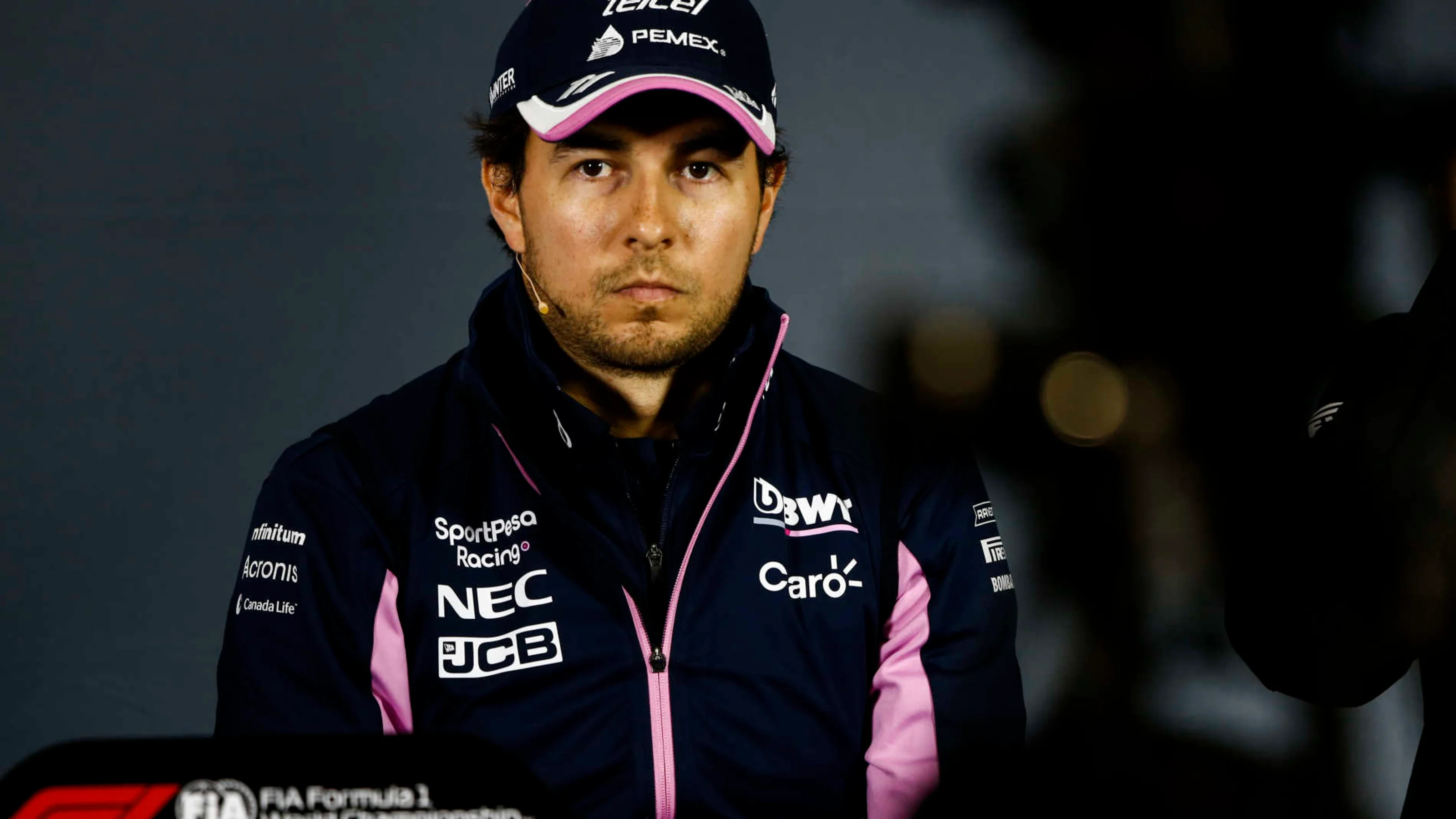 SHANGHAI INTERNATIONAL CIRCUIT, CHINA - APRIL 11: Sergio Perez, Racing Point in Press Conference