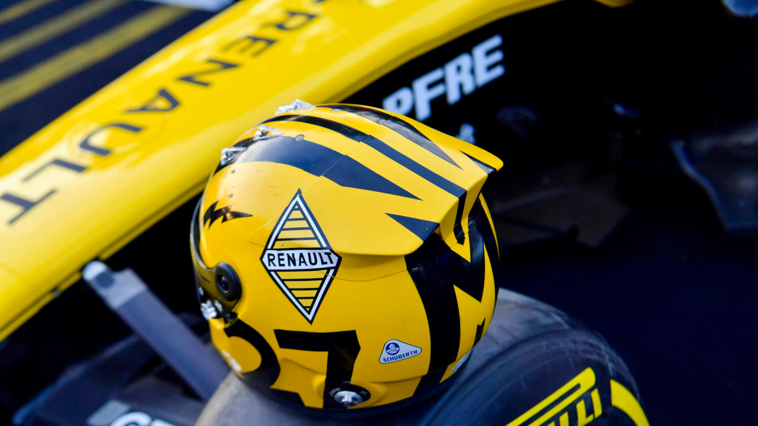 SHANGHAI INTERNATIONAL CIRCUIT, CHINA - APRIL 11: The helmet of Nico Hulkenberg, Renault F1 Team,