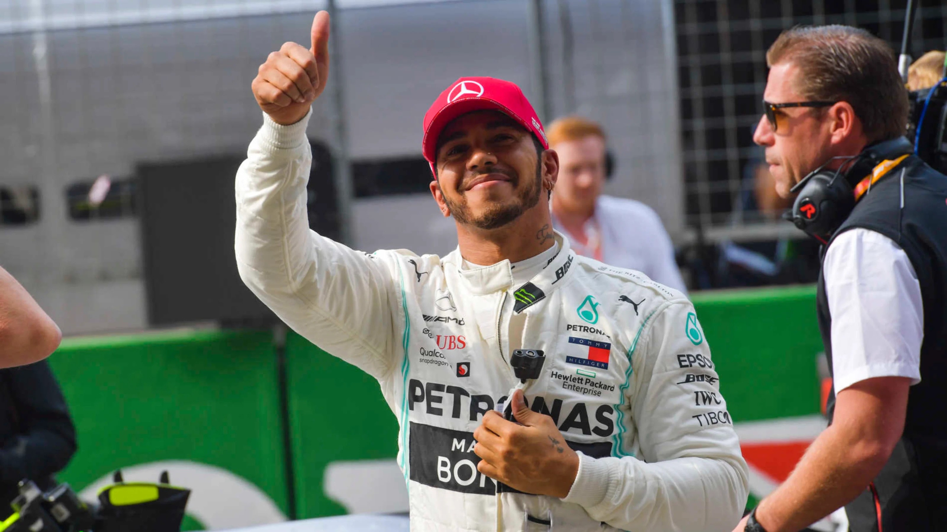 SHANGHAI INTERNATIONAL CIRCUIT, CHINA - APRIL 13: Lewis Hamilton, Mercedes AMG F1, acknowledges the