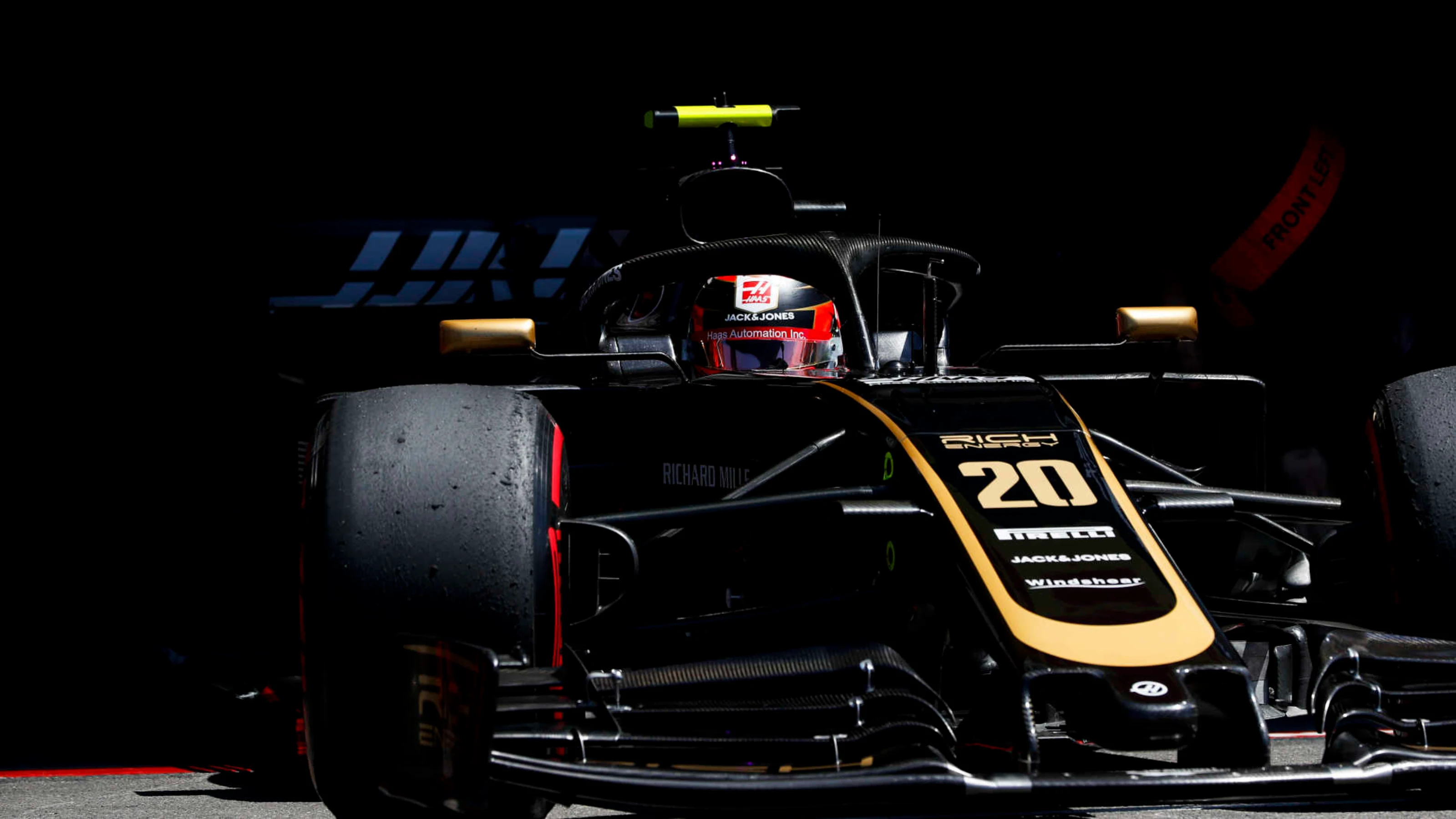 CIRCUIT PAUL RICARD, FRANCE - JUNE 21: Kevin Magnussen, Haas VF-19, leaves the garage during the