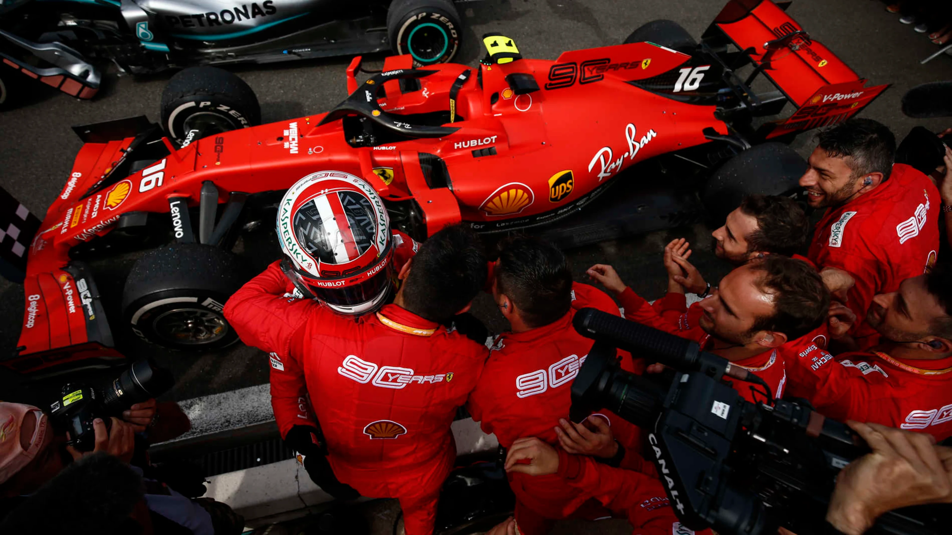 CIRCUIT PAUL RICARD, FRANCE - JUNE 23: Charles Leclerc, Ferrari, 3rd position, celebrates with his