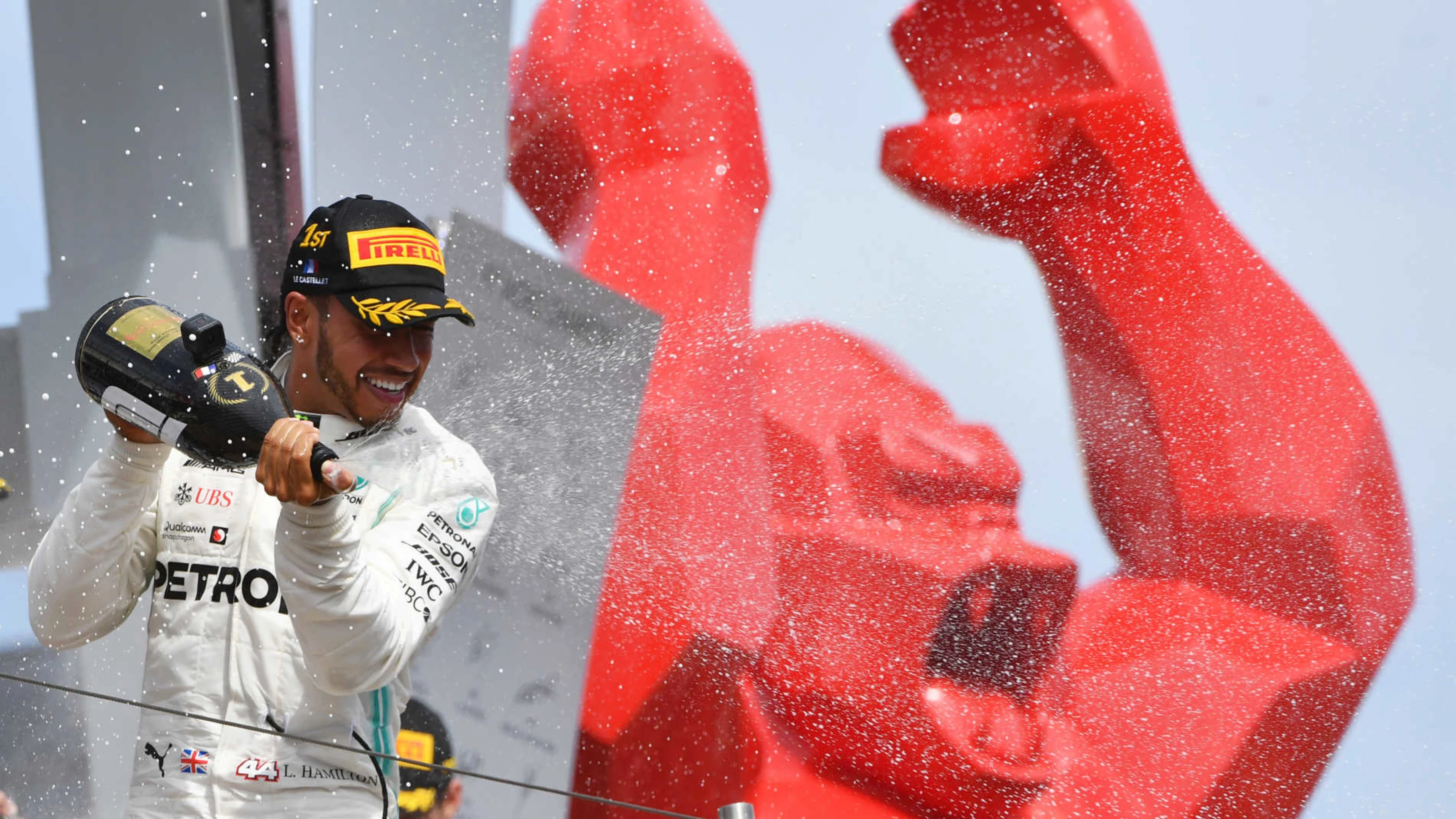 CIRCUIT PAUL RICARD, FRANCE - JUNE 23: Lewis Hamilton, Mercedes AMG F1, 1st position, sprays