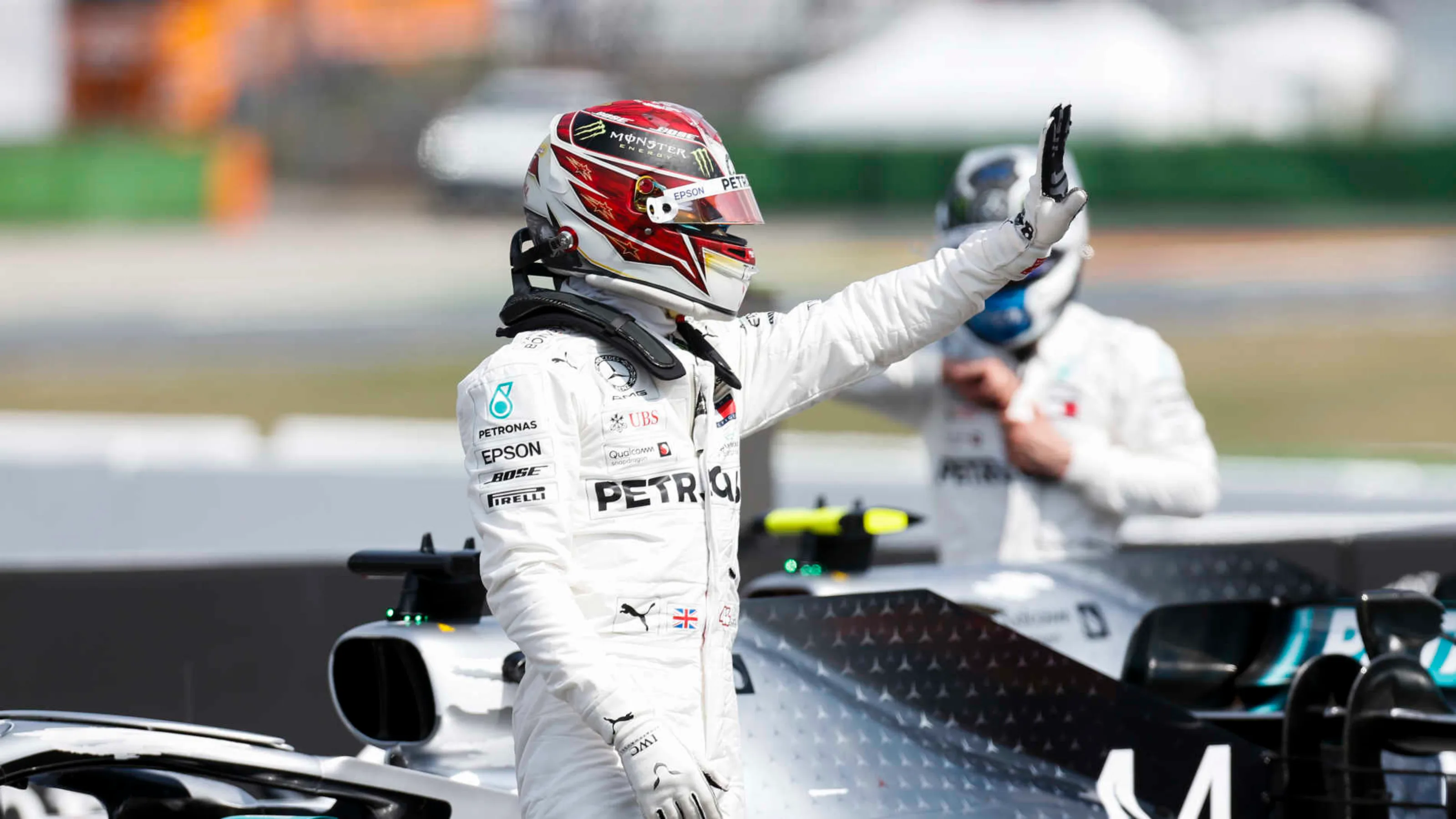 HOCKENHEIMRING, GERMANY - JULY 27: Pole man Lewis Hamilton, Mercedes AMG F1, celebrates  on the