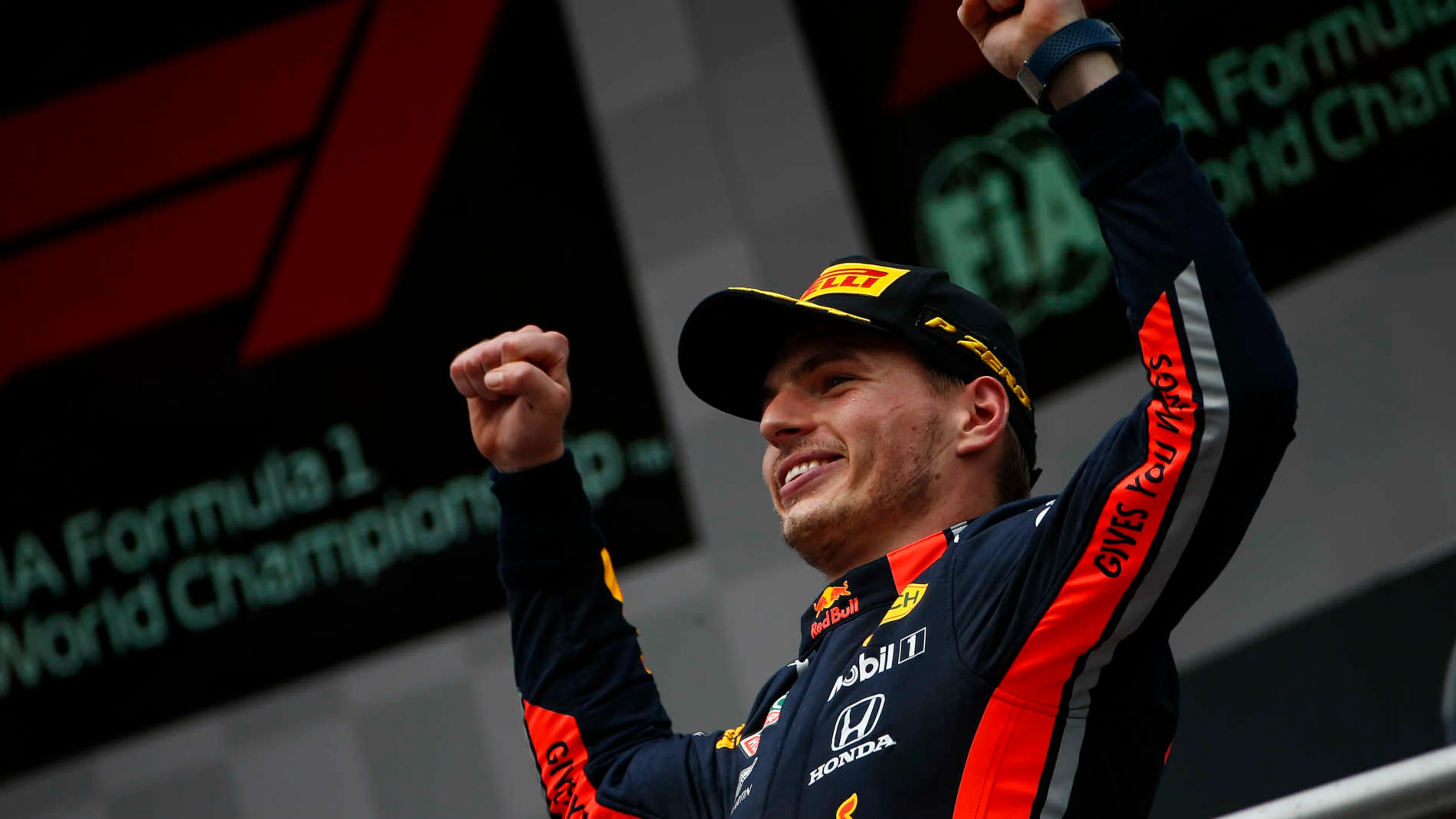 HOCKENHEIMRING, GERMANY - JULY 28: Max Verstappen, Red Bull Racing, 1st position, on the podium