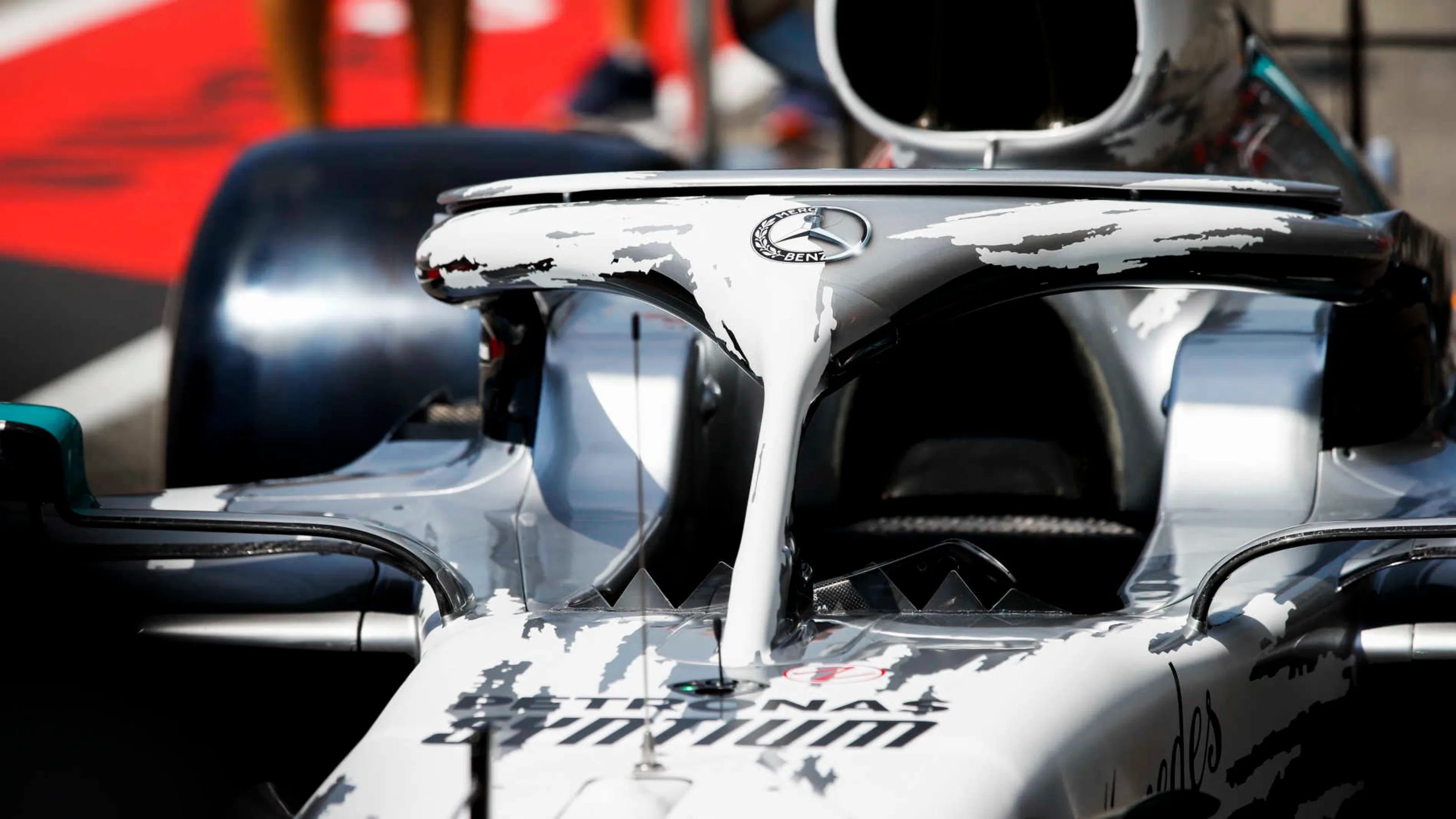 HOCKENHEIMRING, GERMANY - JULY 25: Mercedes AMG F1 W10 with special 125th year in motorsport livery