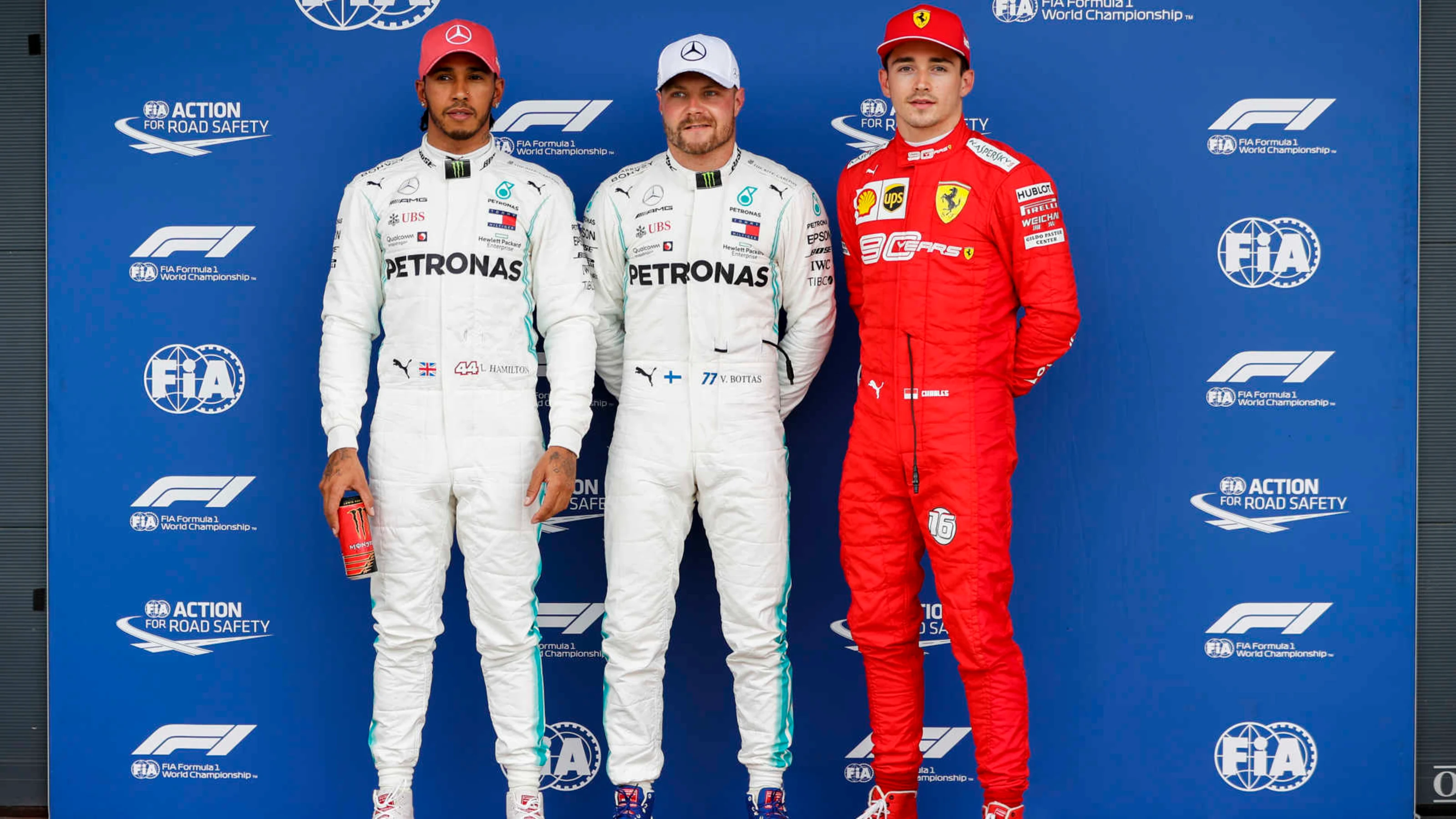 SILVERSTONE, UNITED KINGDOM - JULY 13: Top three Qualifiers Lewis Hamilton, Mercedes AMG F1, pole