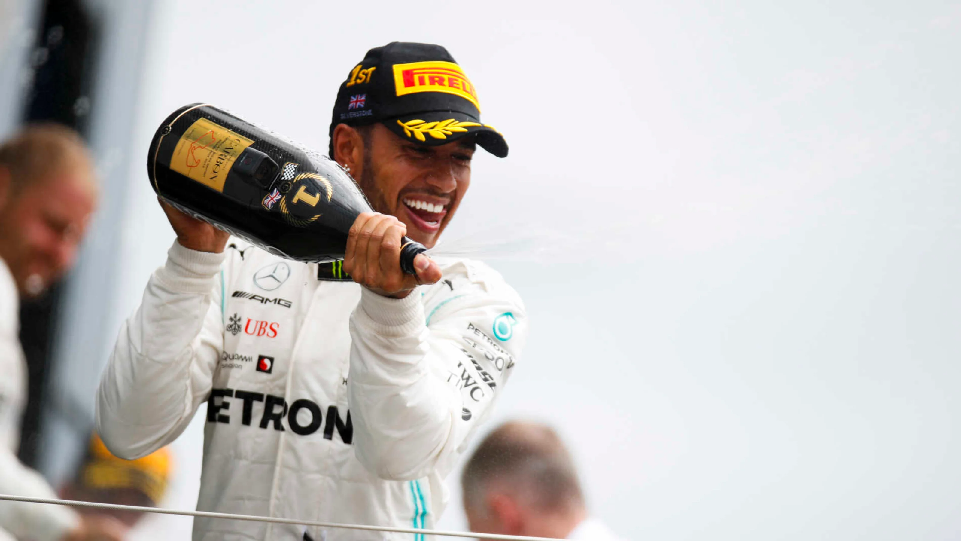 SILVERSTONE, UNITED KINGDOM - JULY 14: Lewis Hamilton, Mercedes AMG F1, 1st position, sprays