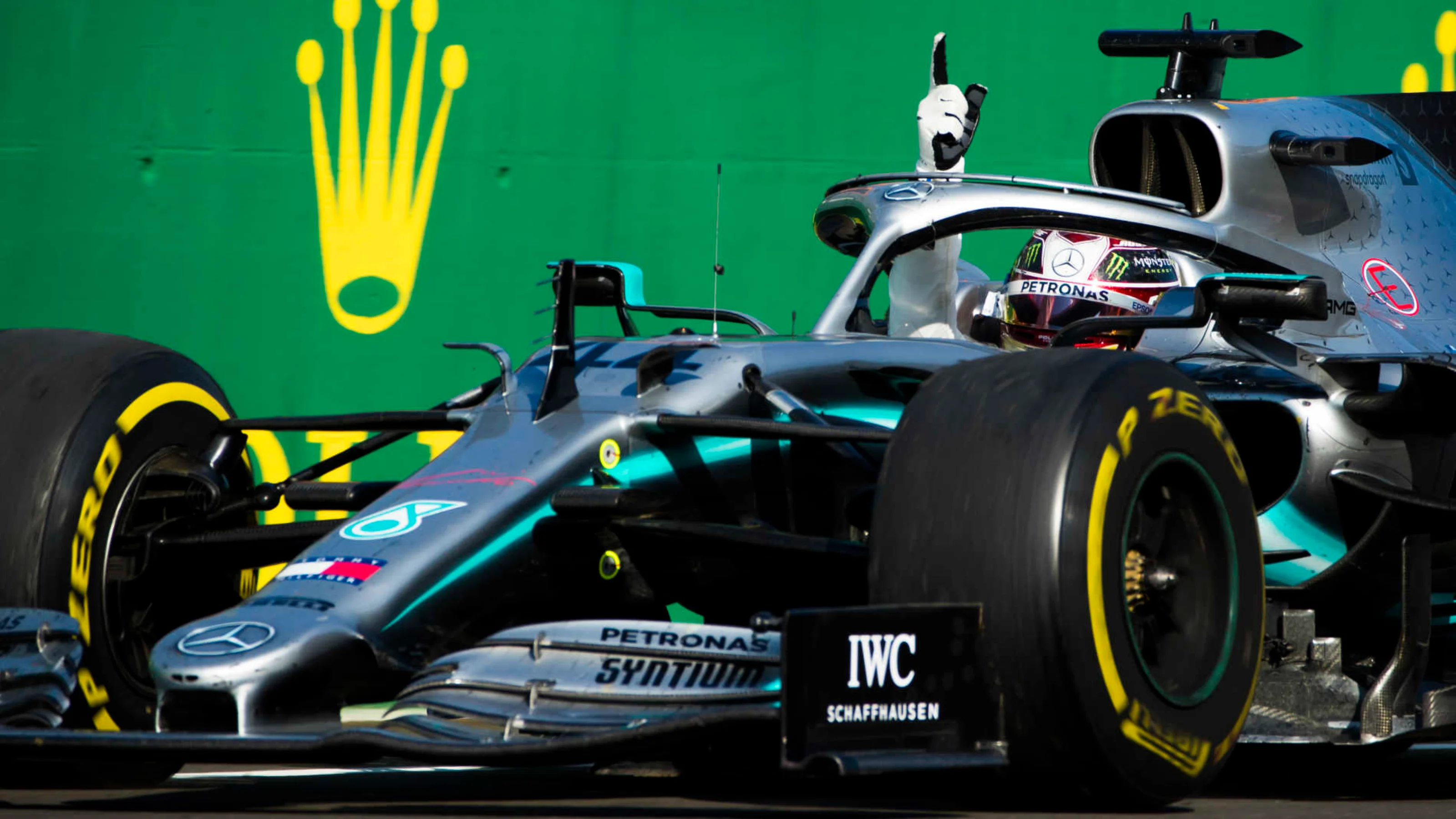 HUNGARORING, HUNGARY - AUGUST 04: Lewis Hamilton, Mercedes AMG F1 W10, 1st position, celebrates