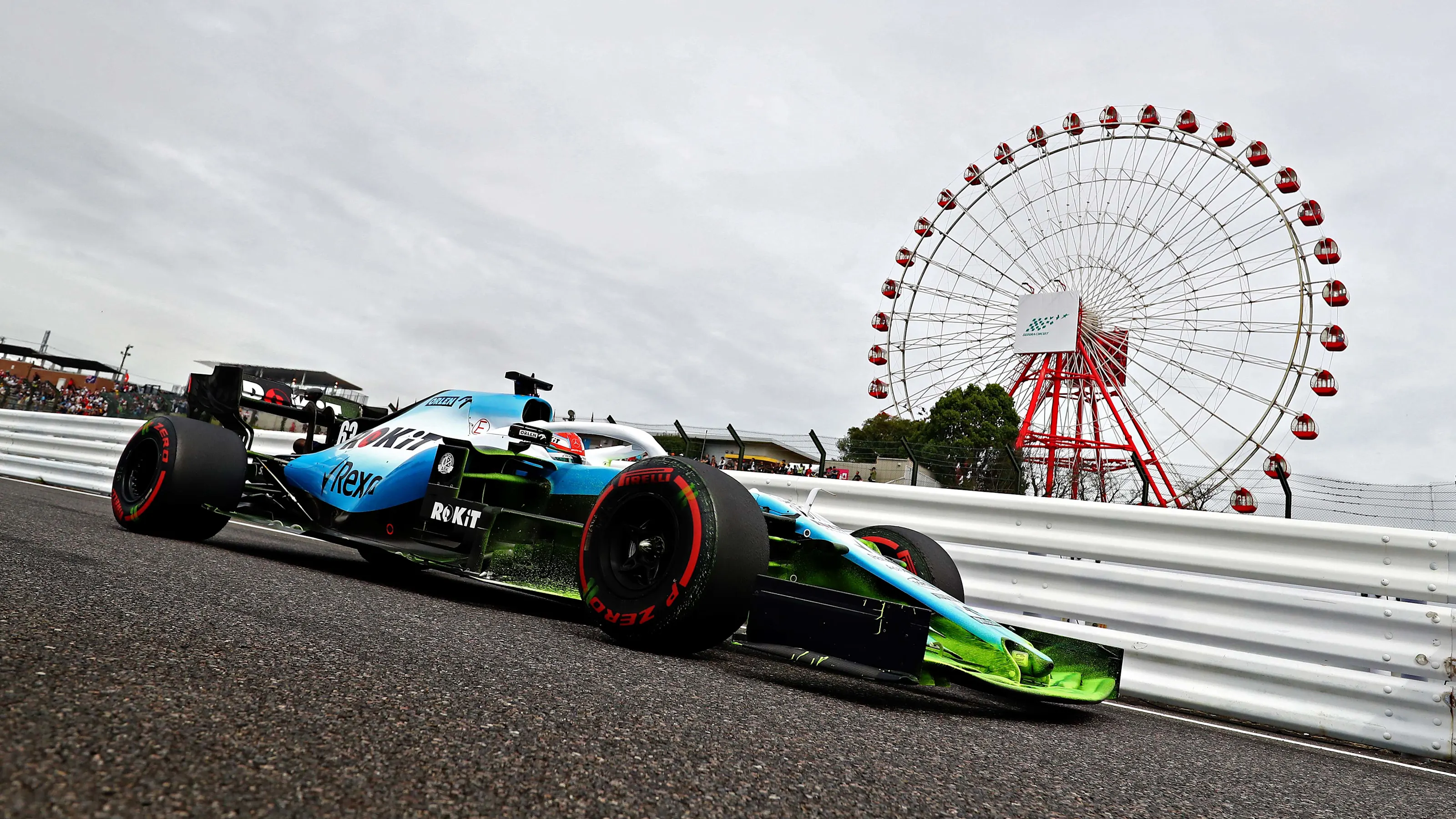 SUZUKA, JAPAN - OCTOBER 11: George Russell of Great Britain driving the (63) Rokit Williams Racing
