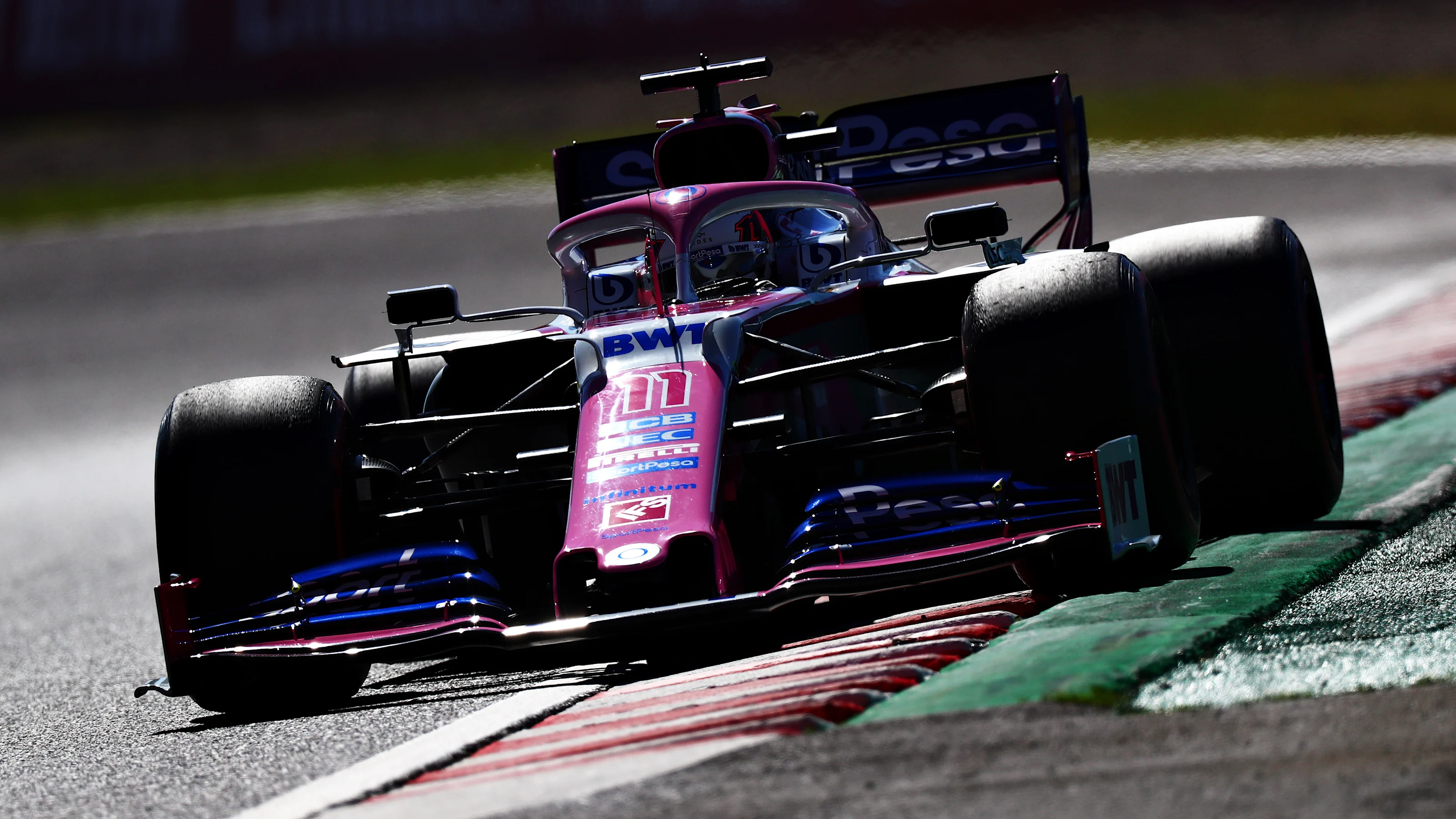 SUZUKA, JAPAN - OCTOBER 13: Sergio Perez of Mexico driving the (11) Racing Point RP19 Mercedes on