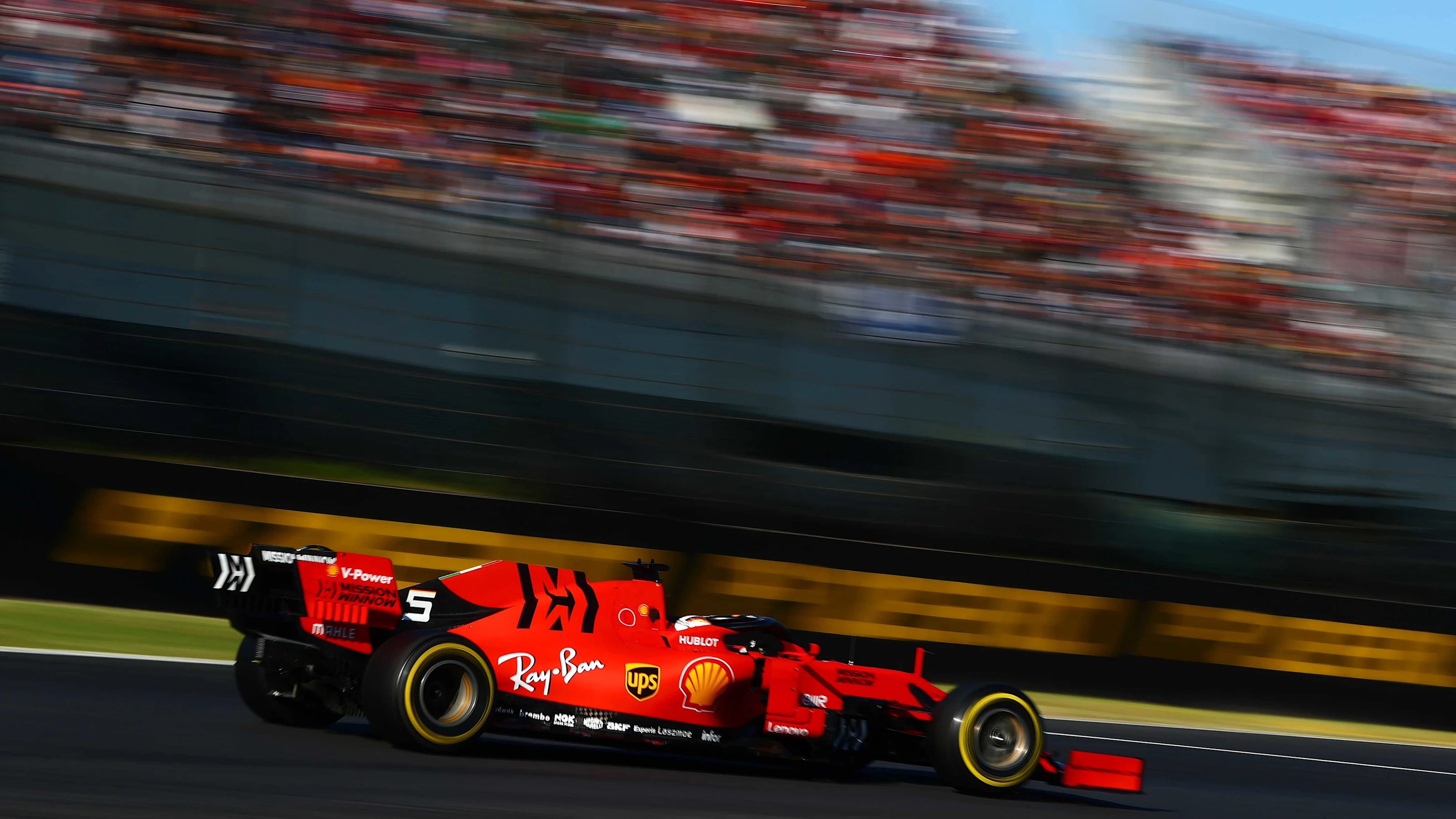SUZUKA, JAPAN - OCTOBER 13: Sebastian Vettel of Germany driving the (5) Scuderia Ferrari SF90 on
