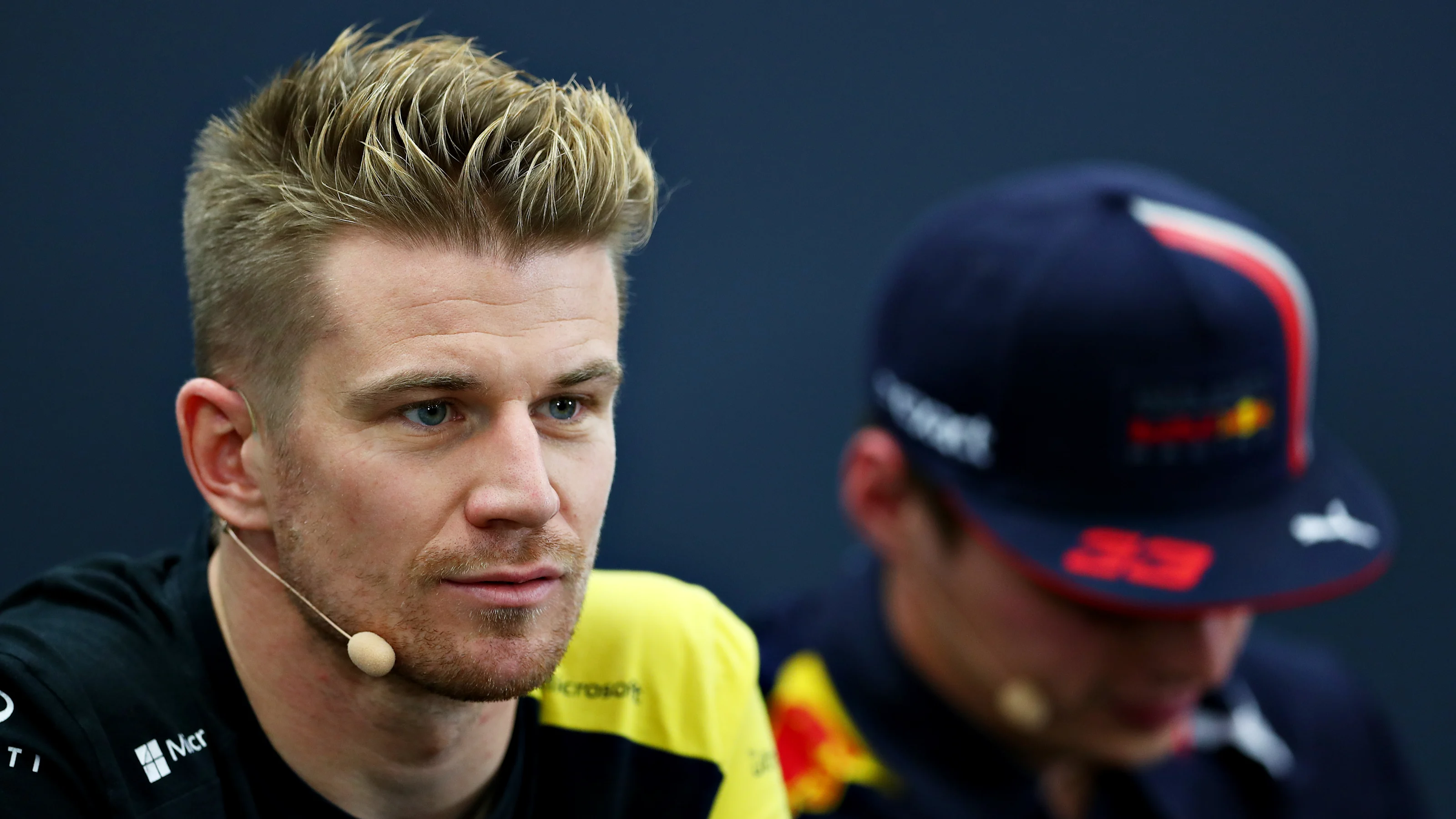 SUZUKA, JAPAN - OCTOBER 10: Nico Hulkenberg of Germany and Renault Sport F1 talks in the Drivers